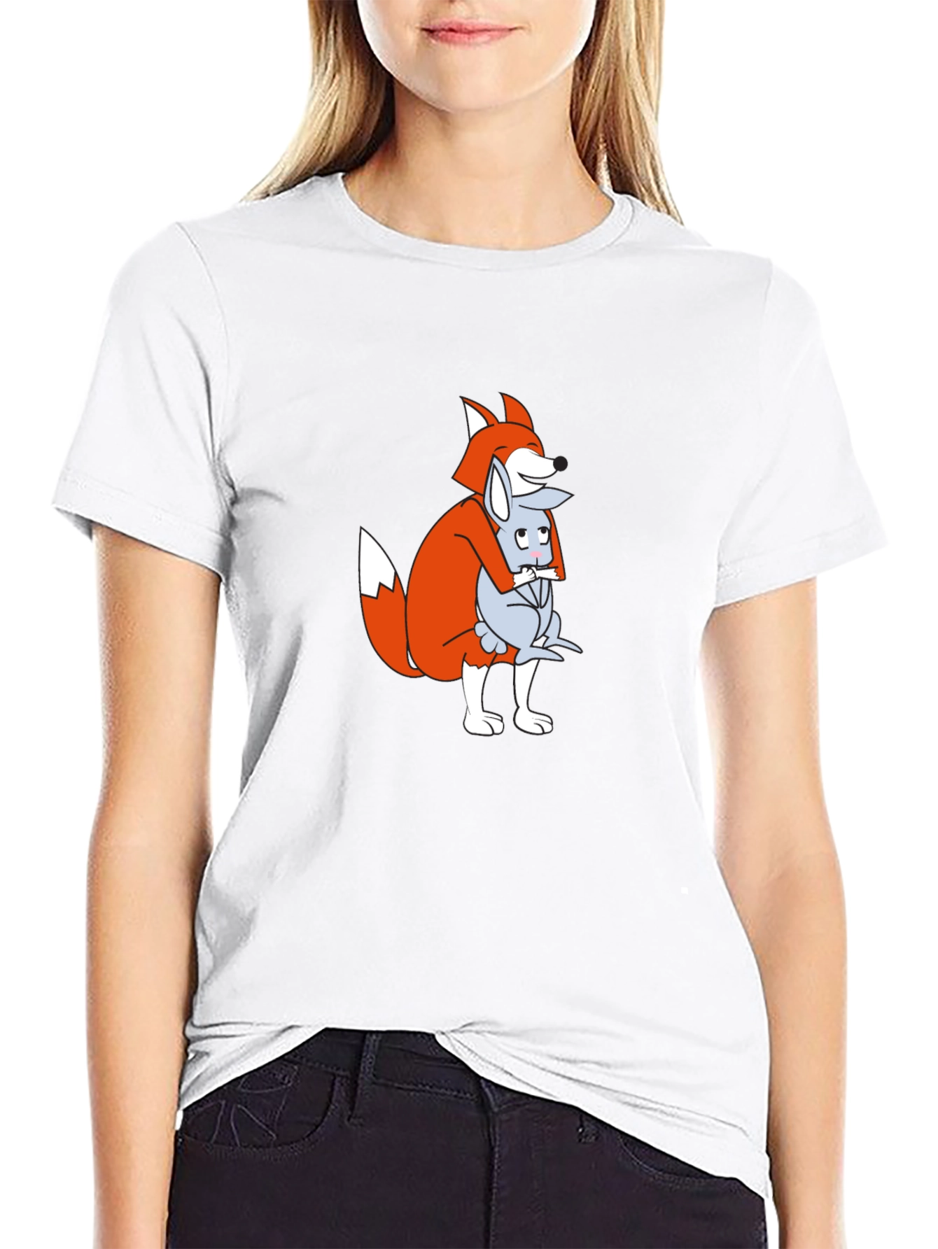 Fox and Mouse Hug Graphic T-Shirt