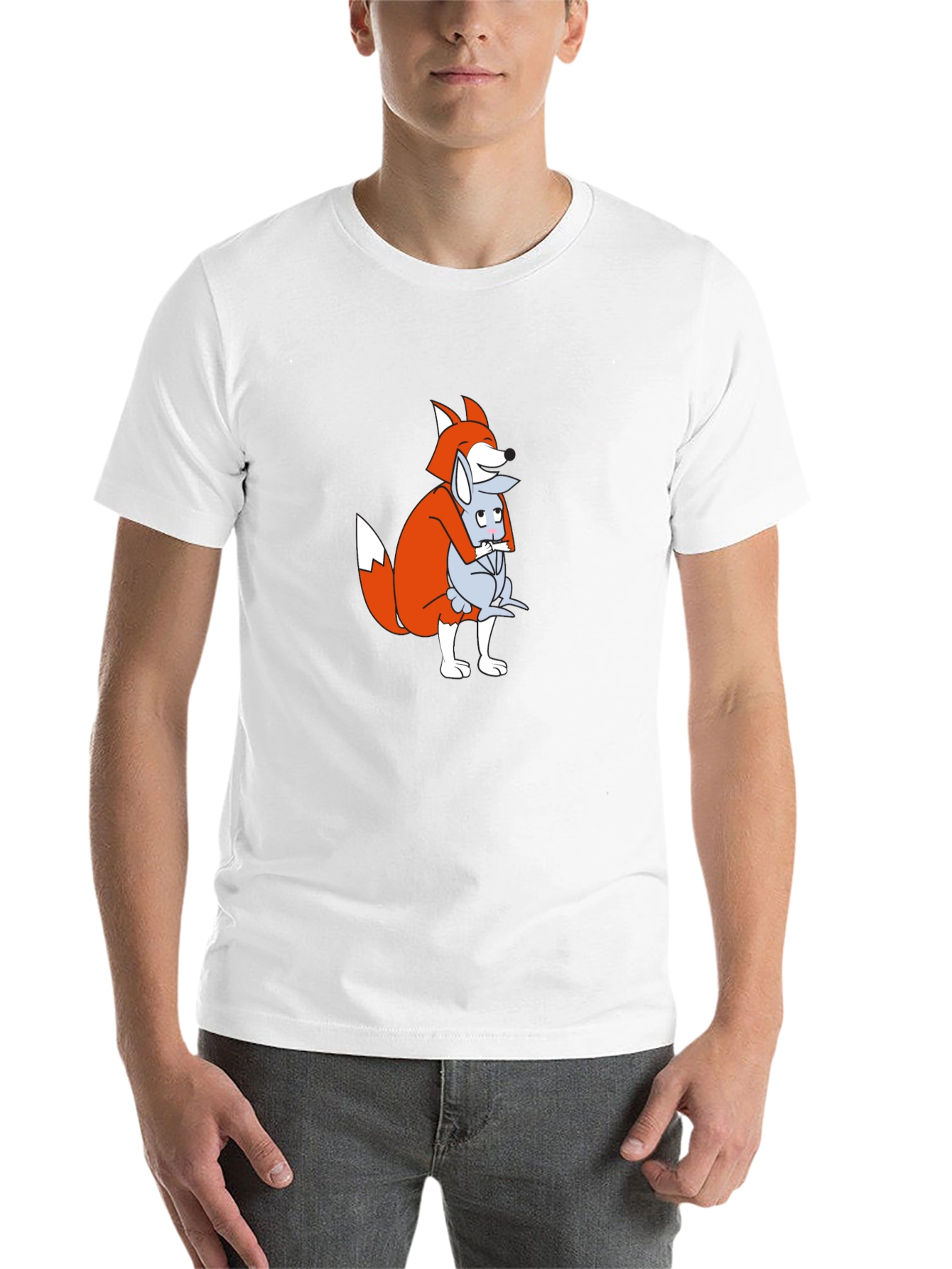 Fox and Mouse Hug Graphic T-Shirt