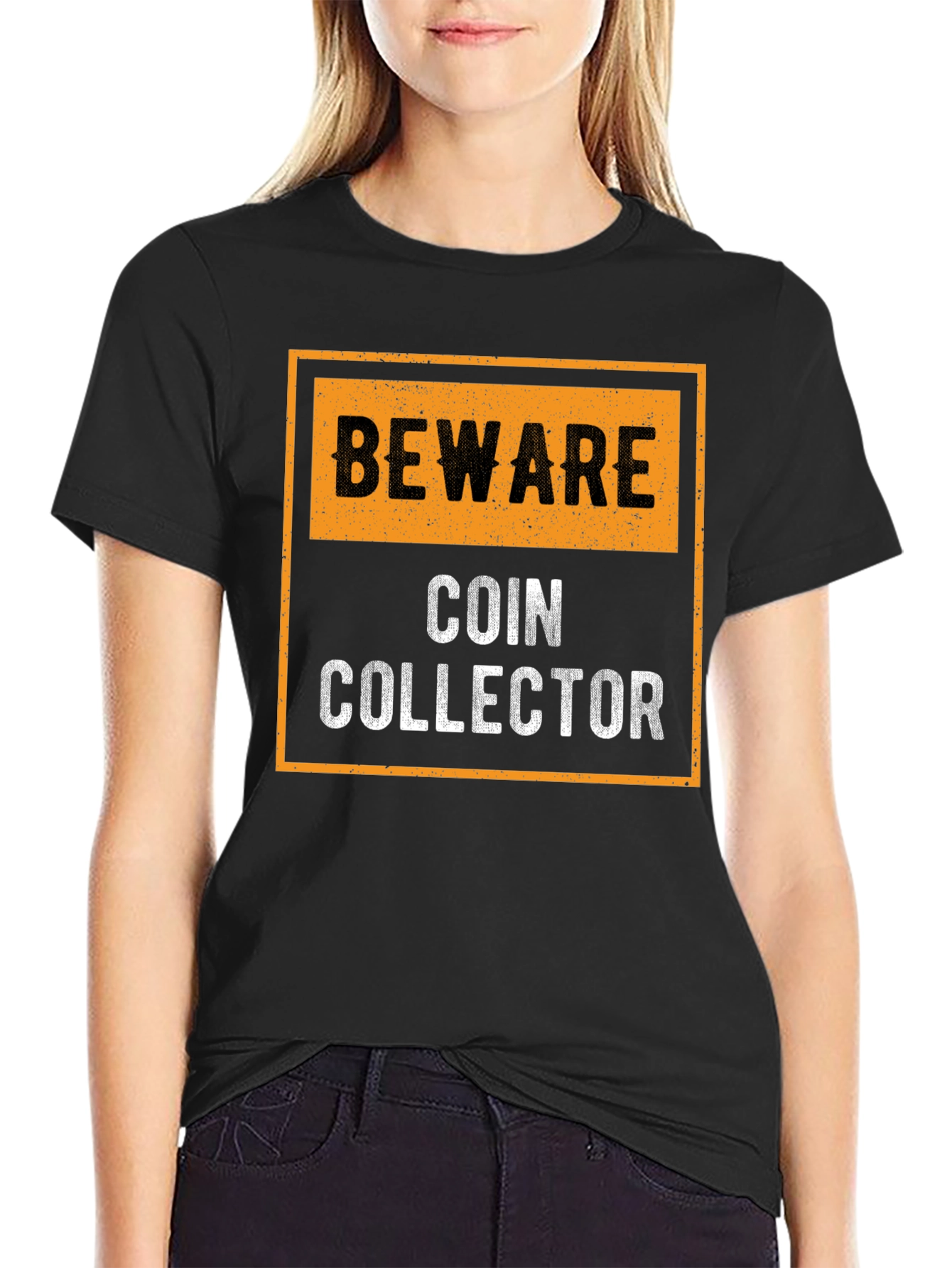 Beware Coin Collector Black Graphic T-Shirt
