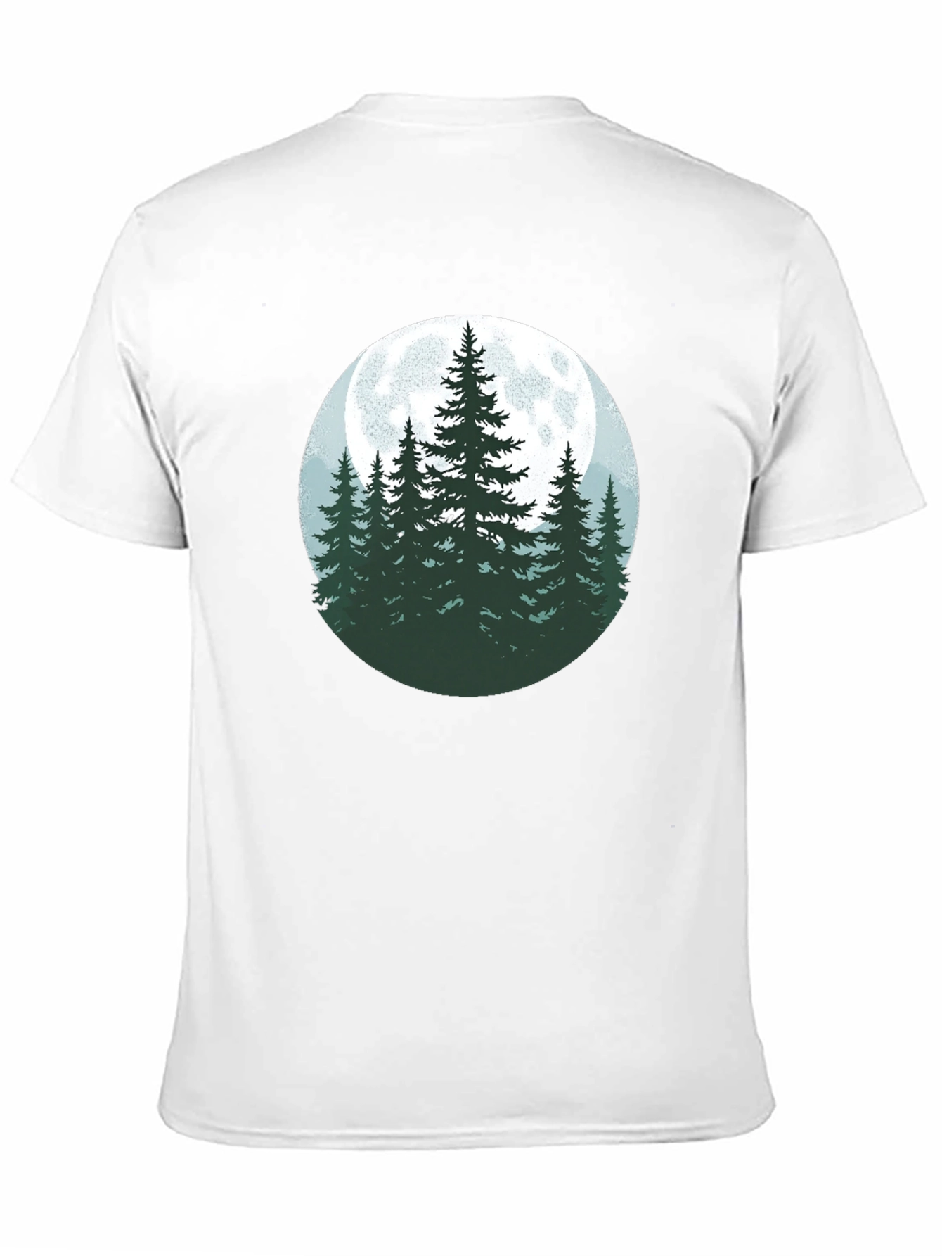 Nature Moon Pine Tree Graphic Tee - Black