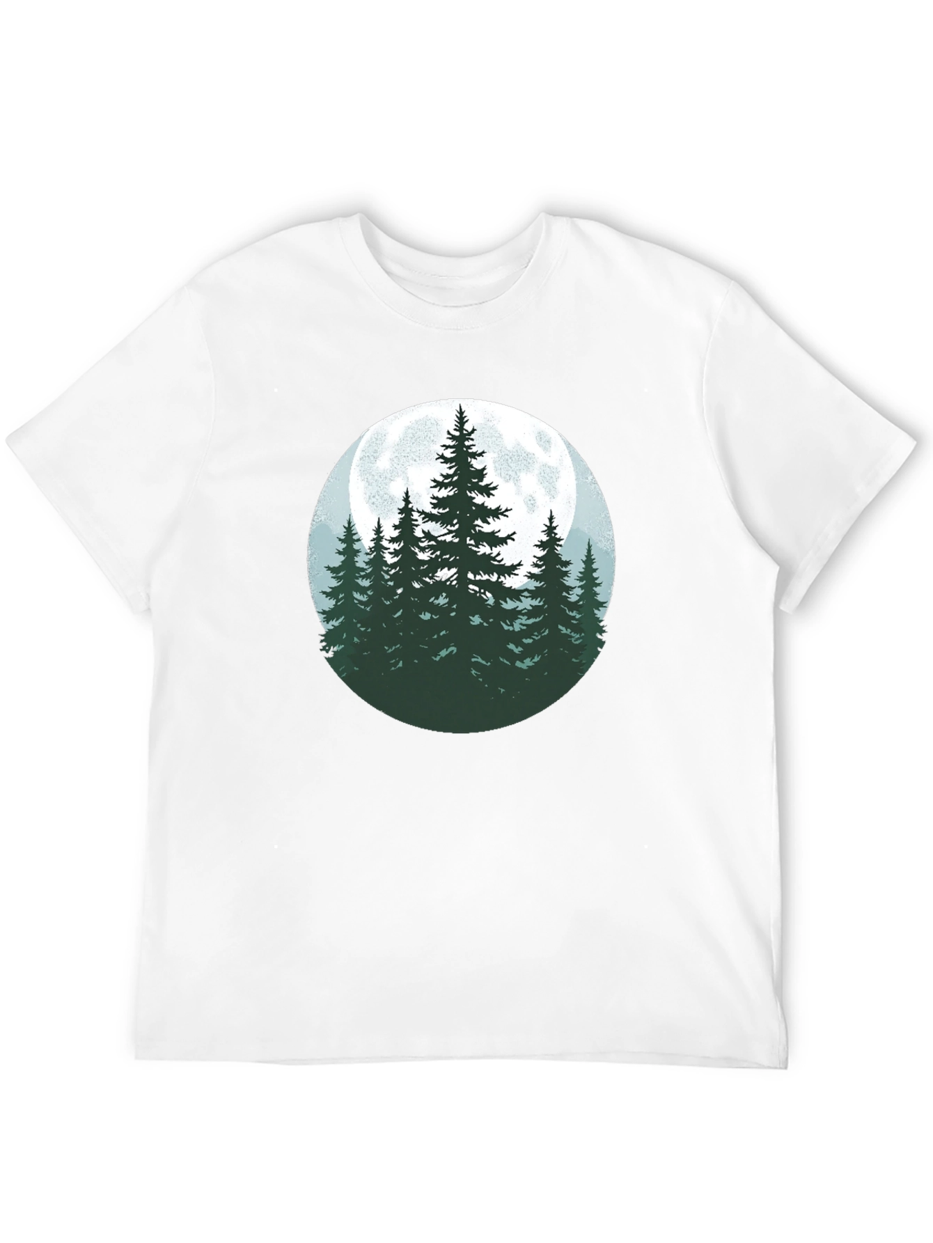 Nature Moon Pine Tree Graphic Tee - Black