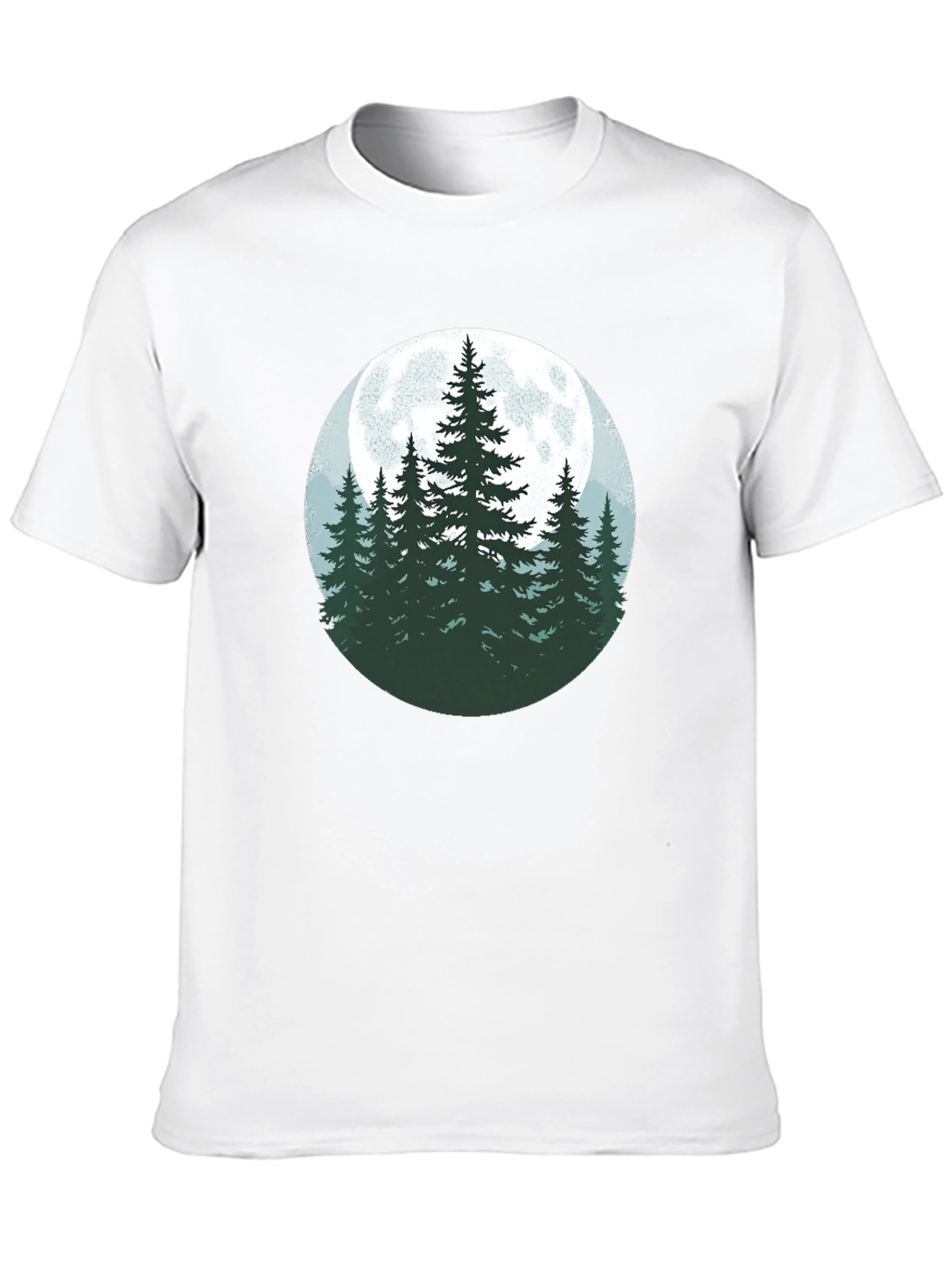 Nature Moon Pine Tree Graphic Tee - Black