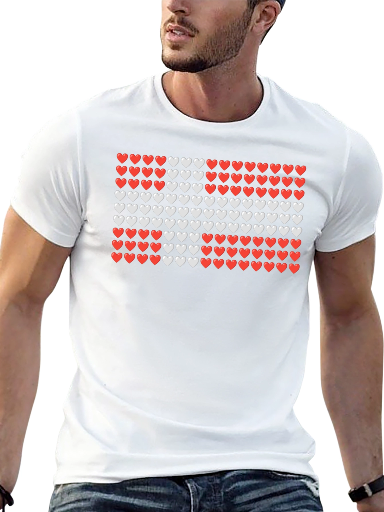 Denmark Flag Hearts Graphic T-Shirt