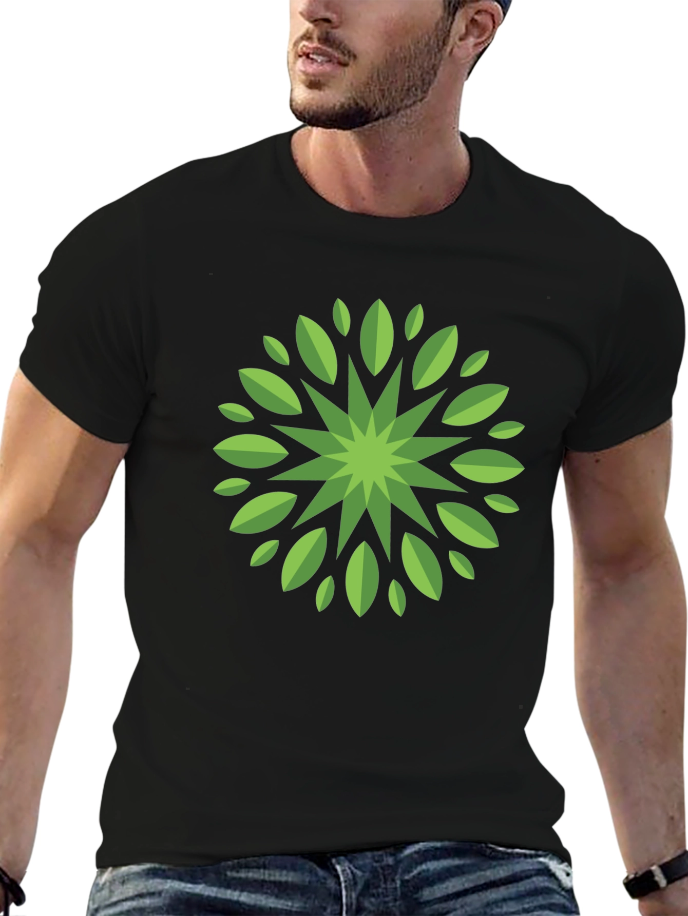 Leaf Mandala Graphic Tee - Stylish Black T-Shirt