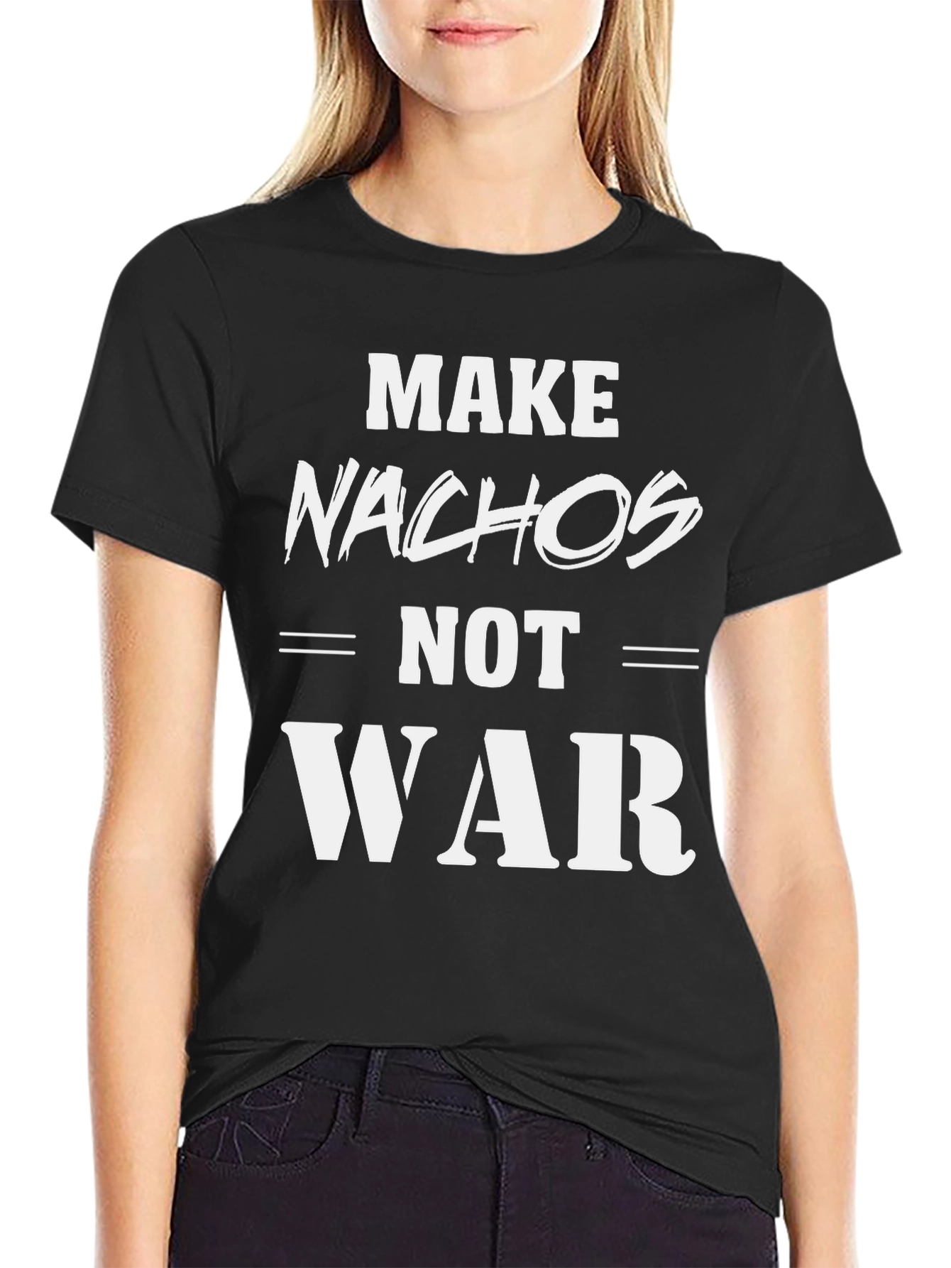 Make Nachos Not War Black T-Shirt