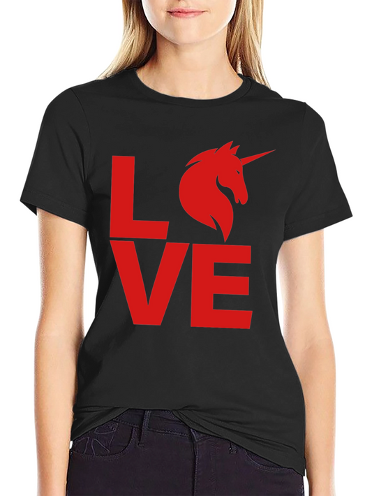 Love Unicorn Graphic Tee - Black Cotton T-Shirt