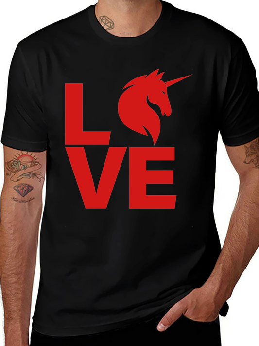 Love Unicorn Graphic Tee - Black Cotton T-Shirt
