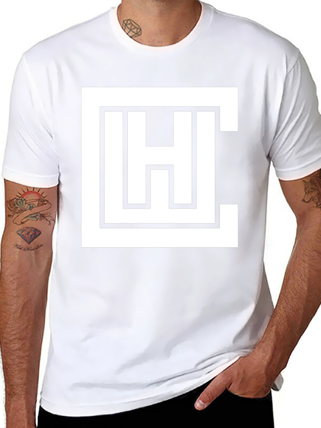 Geometric Logo Graphic Tee - Black Cotton Blend