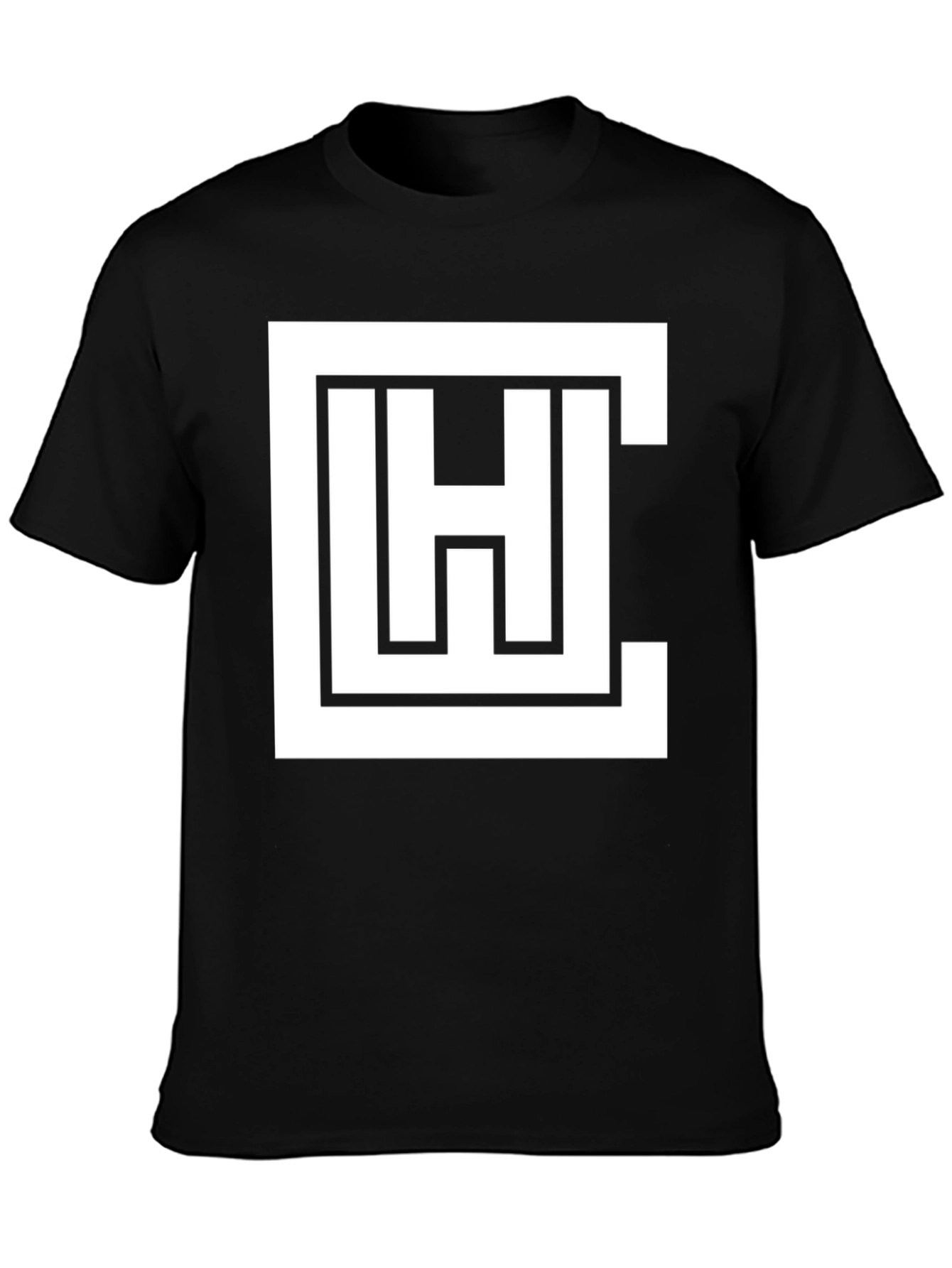 Geometric Logo Graphic Tee - Black Cotton Blend