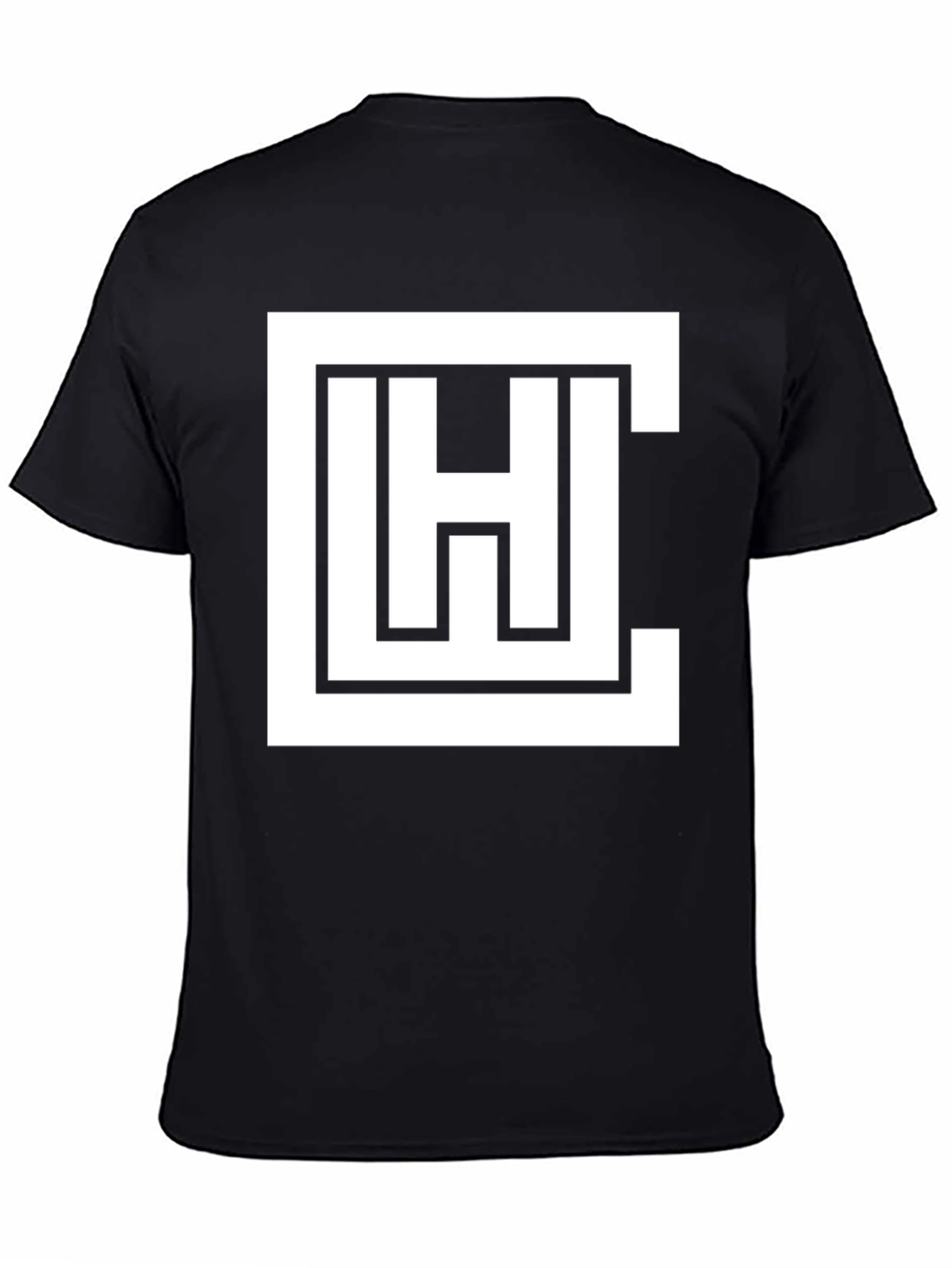 Geometric Logo Graphic Tee - Black Cotton Blend