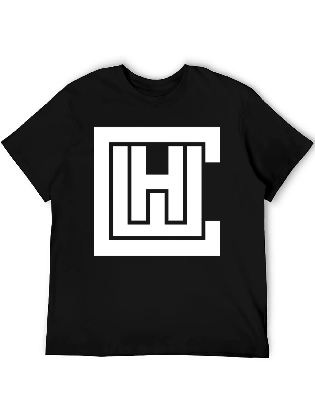 Geometric Logo Graphic Tee - Black Cotton Blend