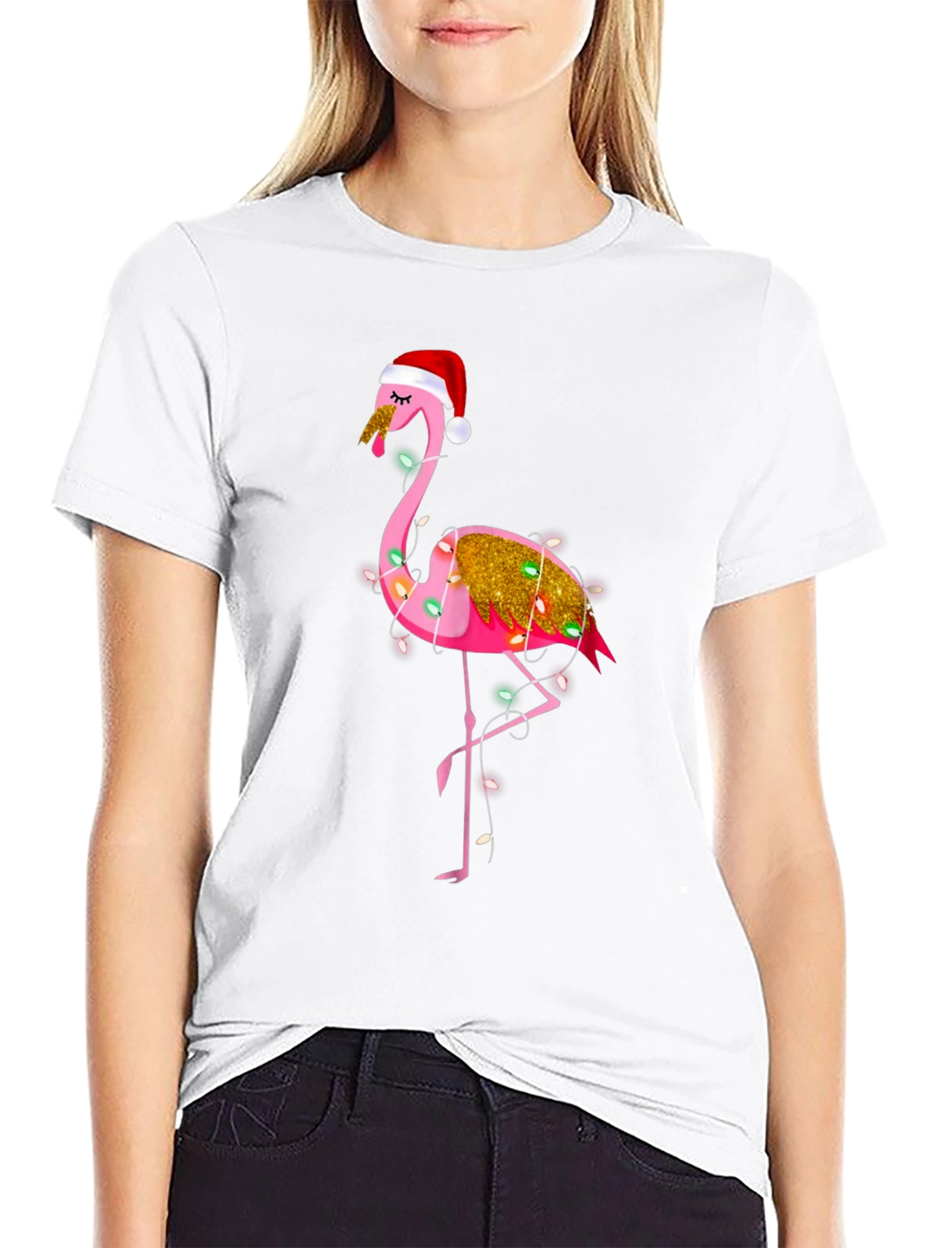 Christmas Flamingo T-Shirt Holiday Tee