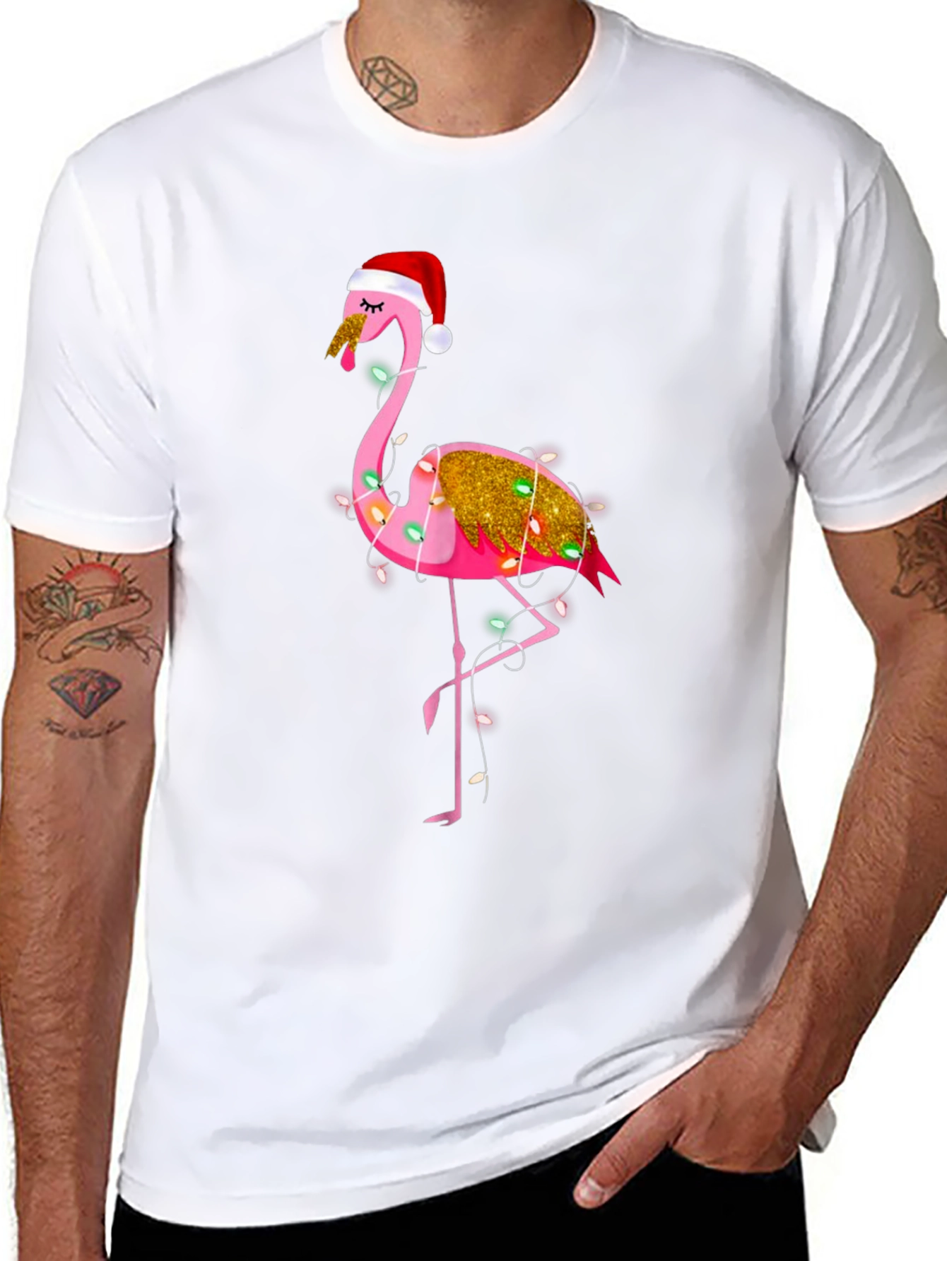 Christmas Flamingo T-Shirt Holiday Tee