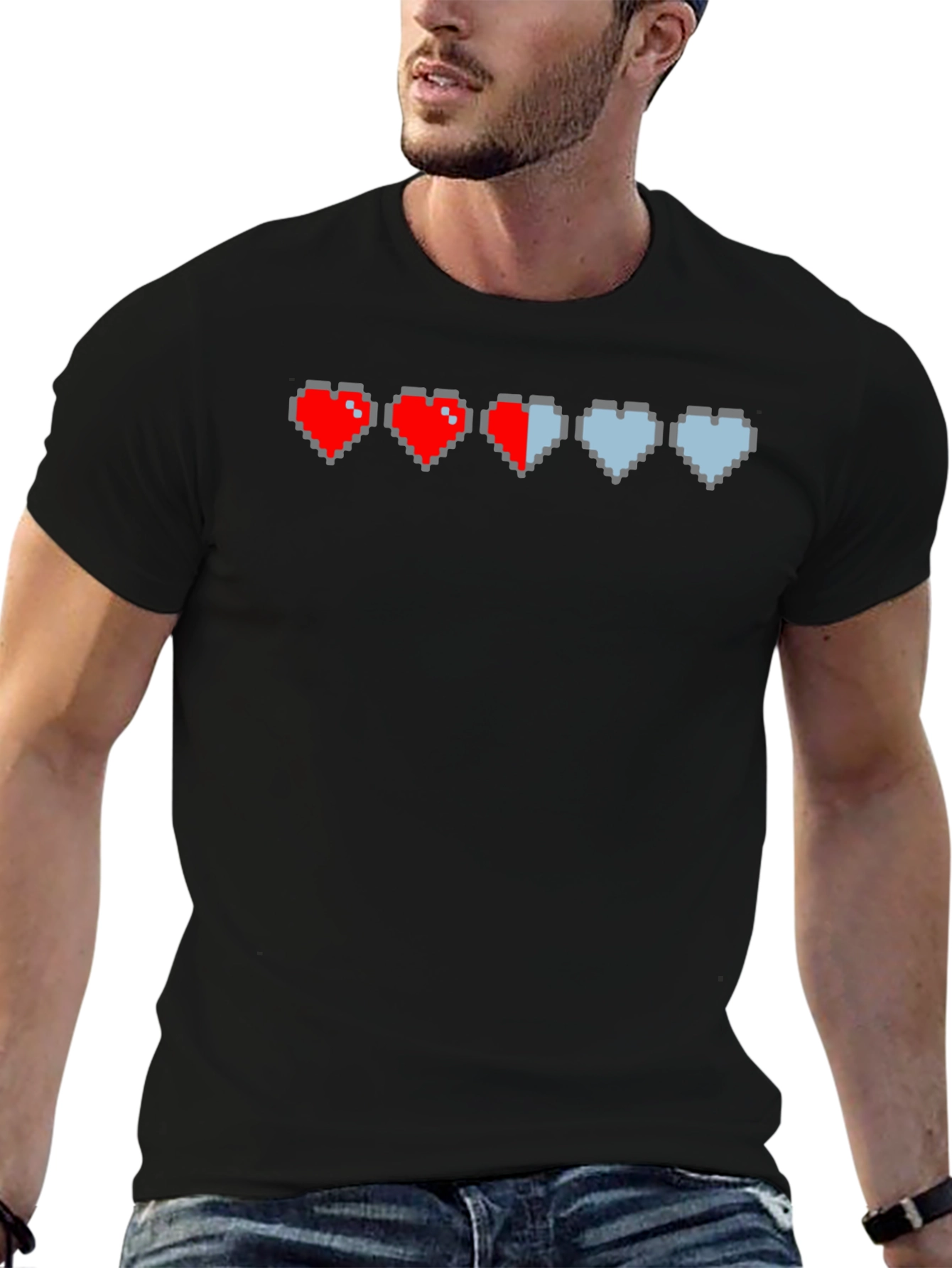 Gamer Pixel Heart T-Shirt - Life Bar Design