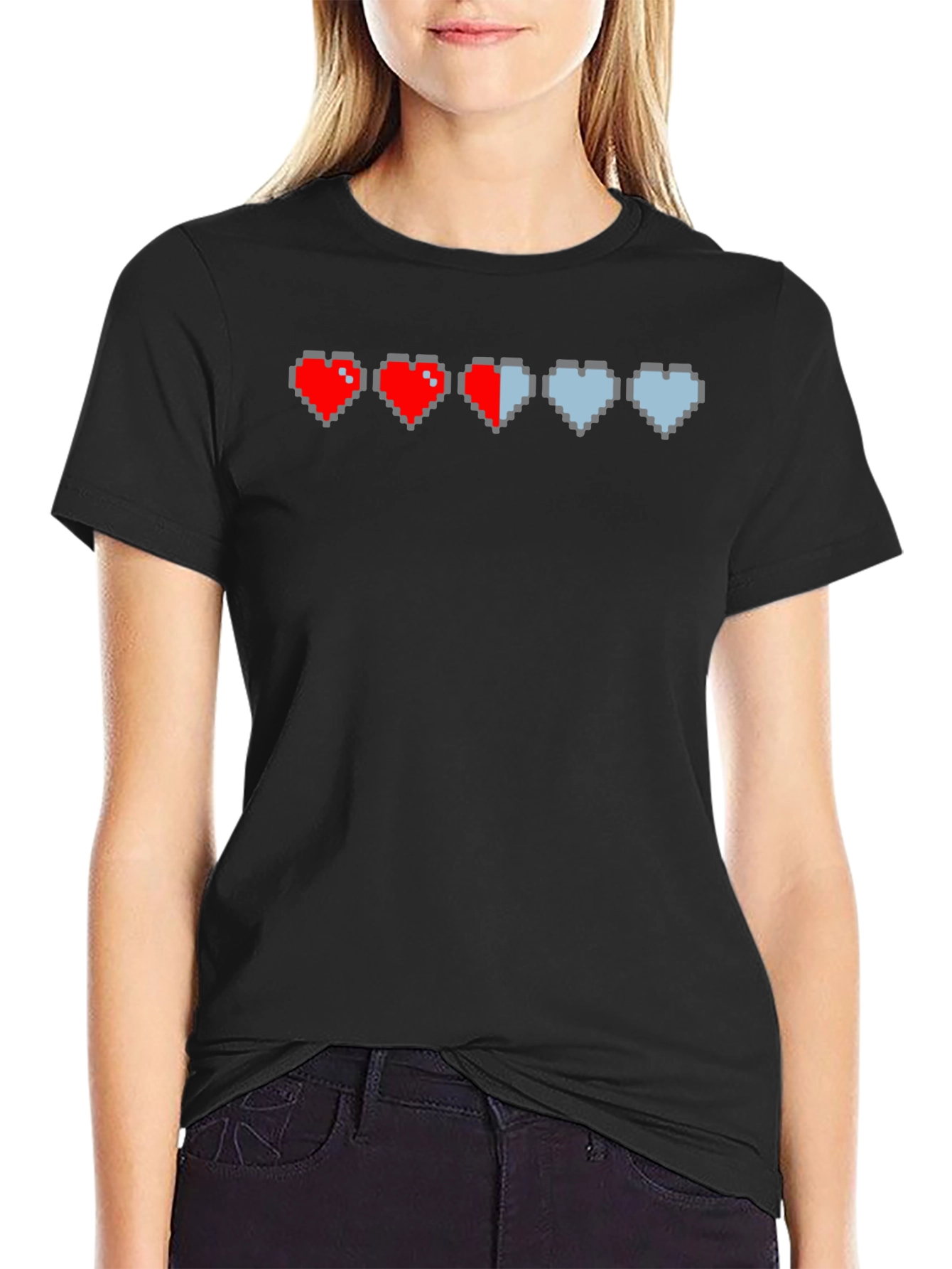 Gamer Pixel Heart T-Shirt - Life Bar Design