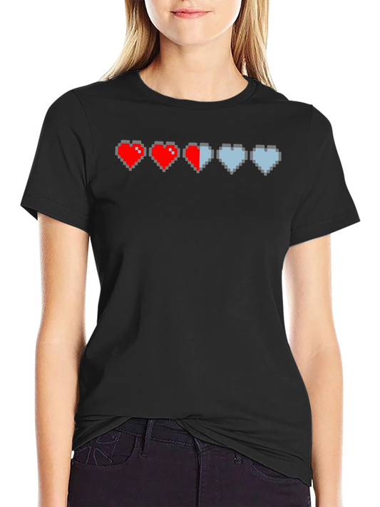 Gamer Pixel Heart T-Shirt - Life Bar Design