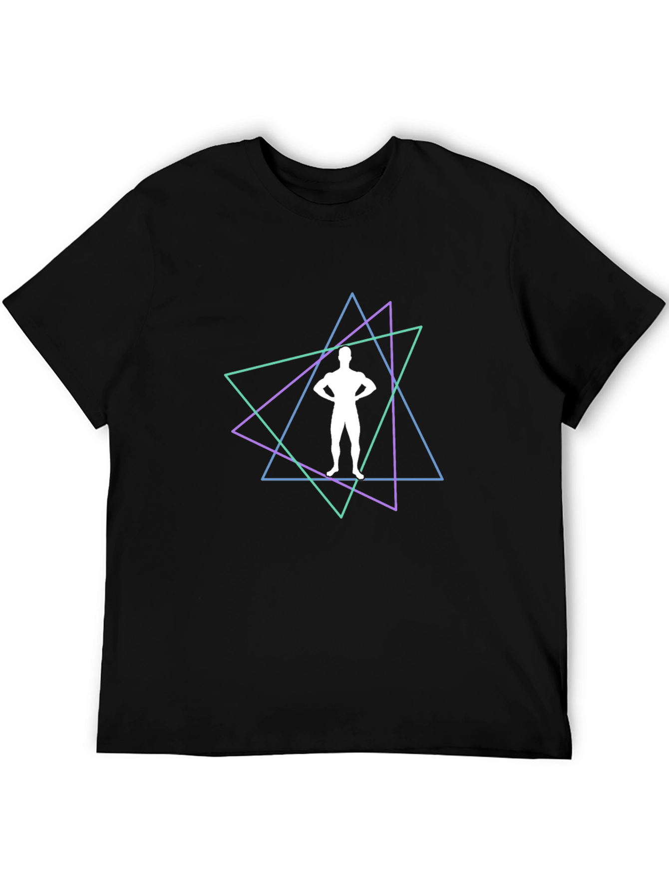 Geometric Bodybuilder Graphic Black T-Shirt