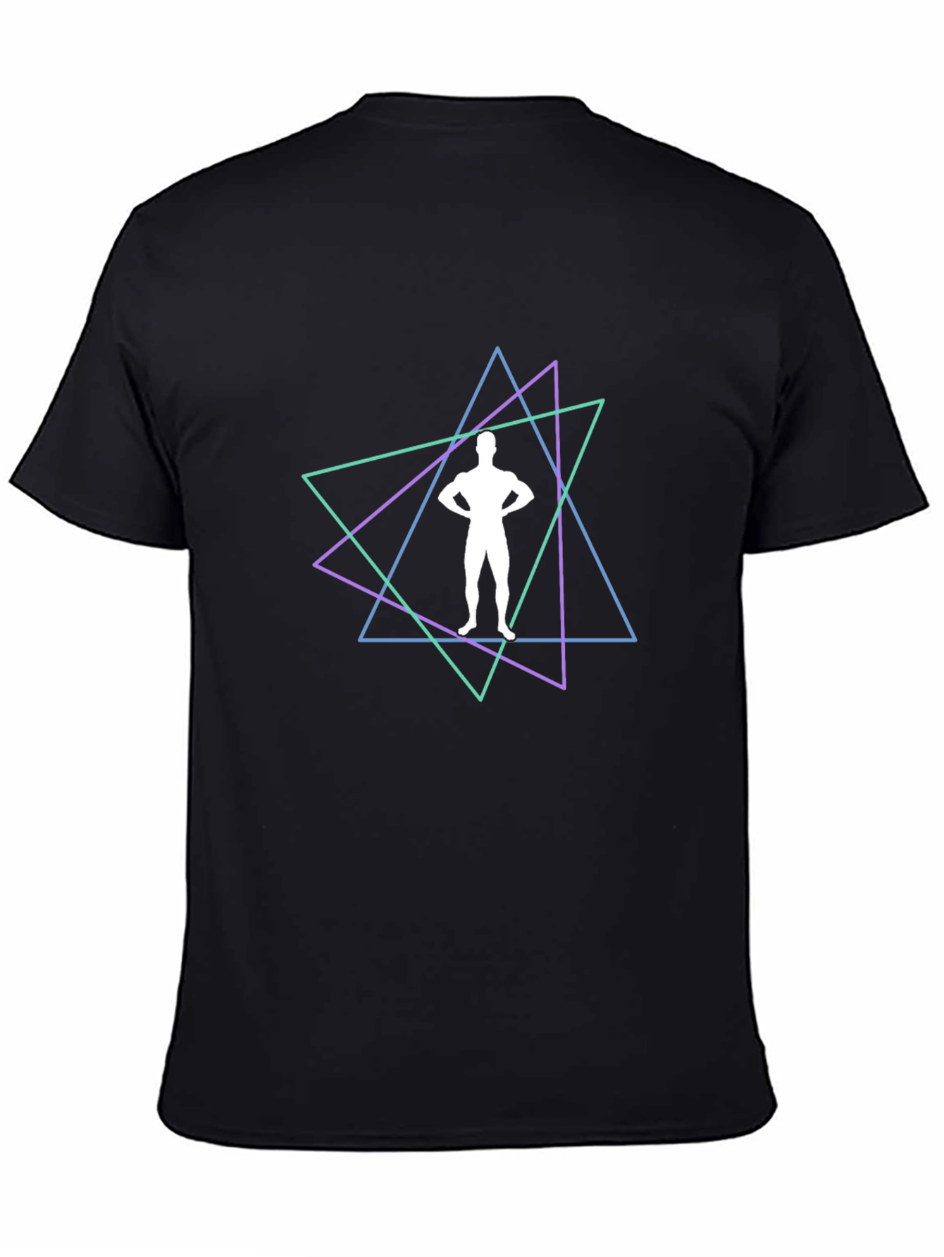 Geometric Bodybuilder Graphic Black T-Shirt