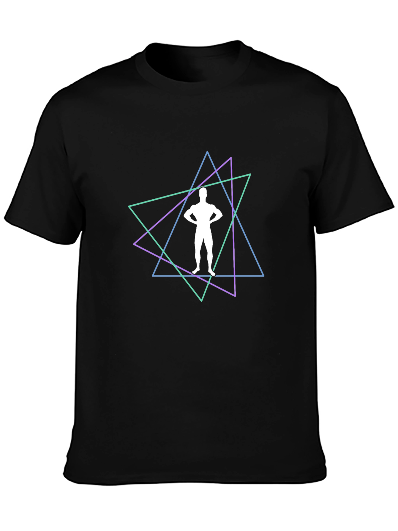 Geometric Bodybuilder Graphic Black T-Shirt