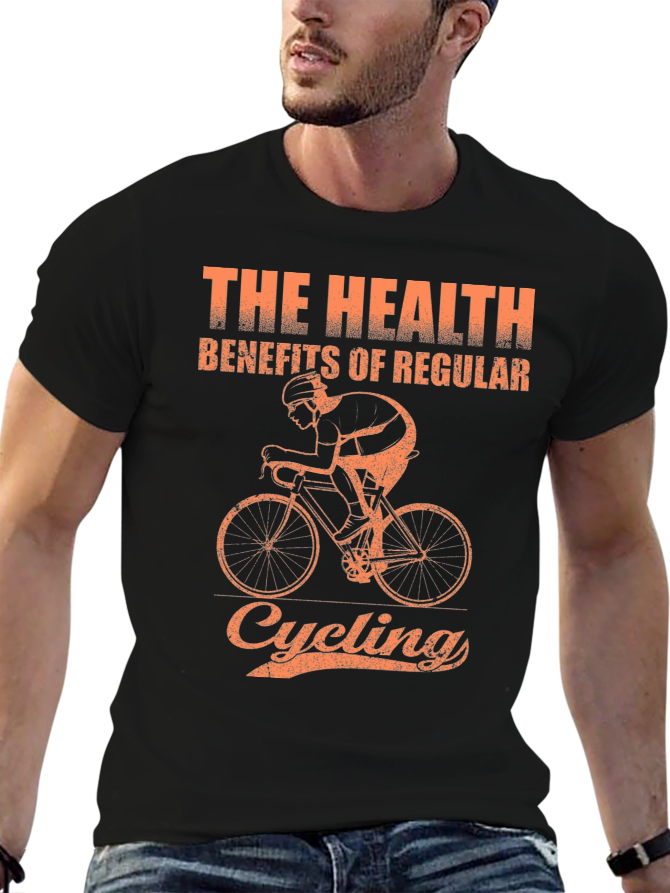 Cycling Health Benefits Graphic Tee - Black Cotton T-Shirt