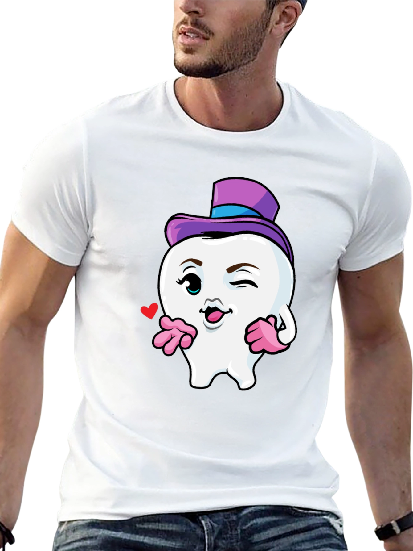Whimsical Tooth Character Graphic Tee