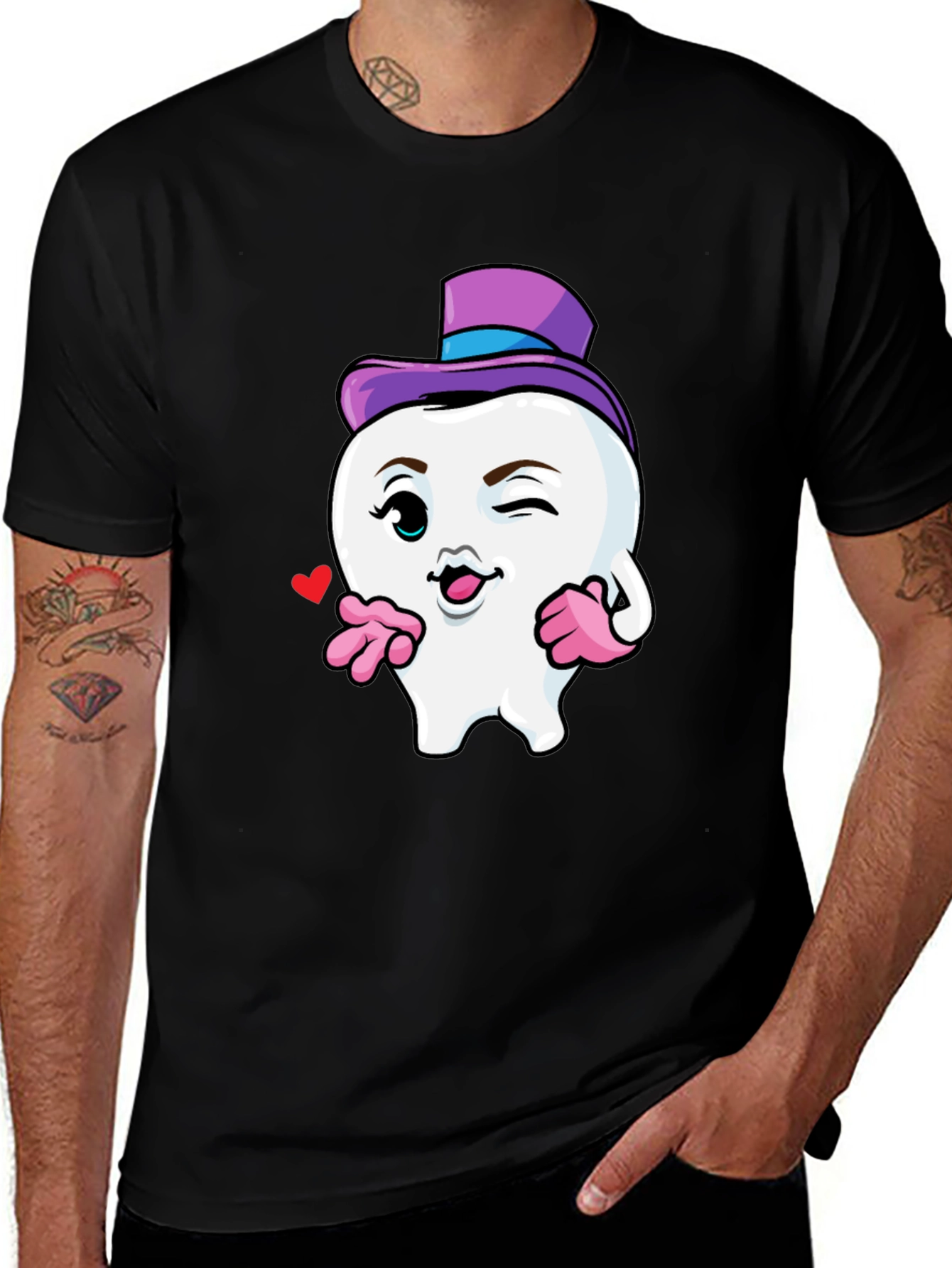 Whimsical Tooth Character Graphic Tee