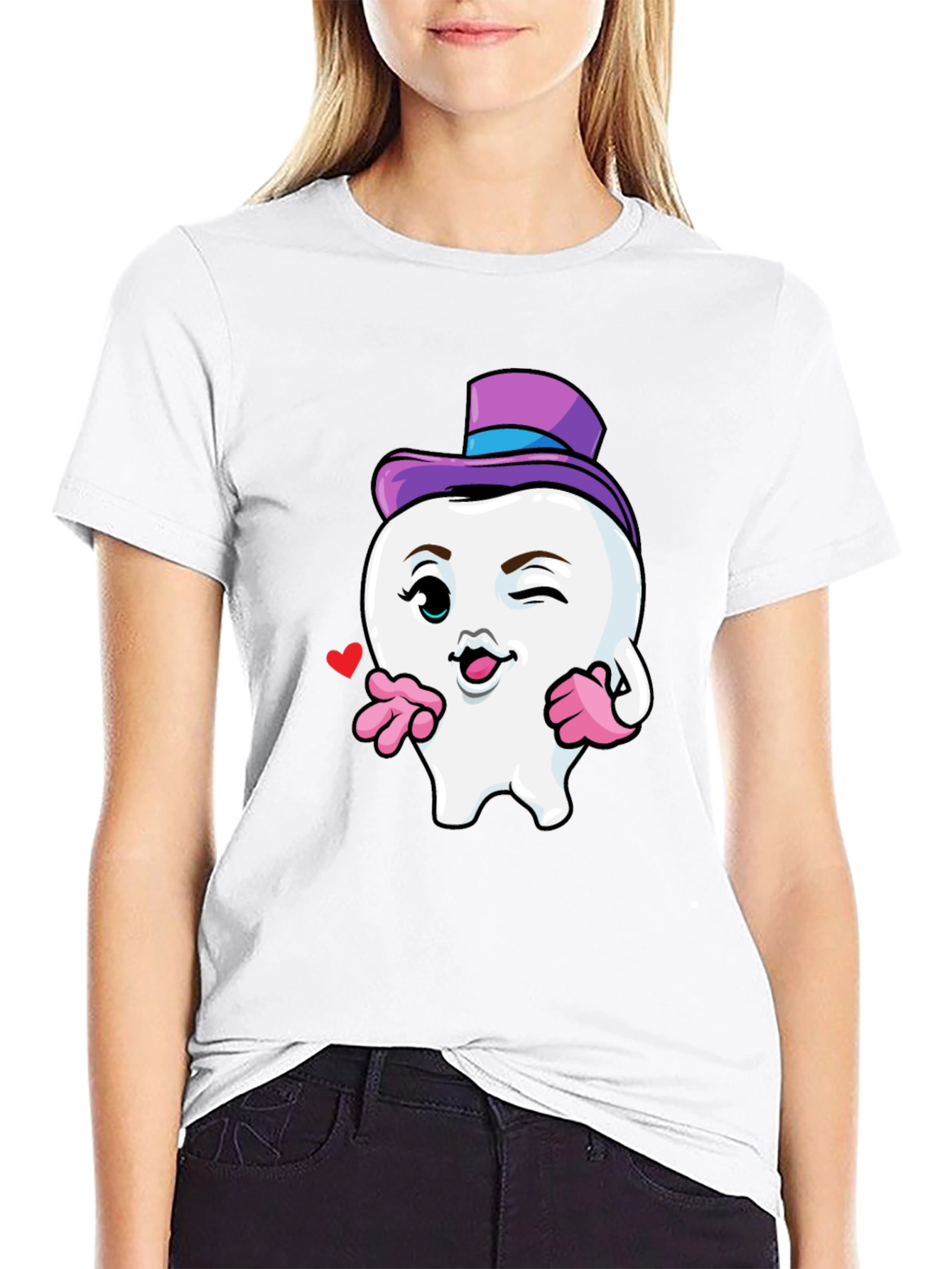 Whimsical Tooth Character Graphic Tee