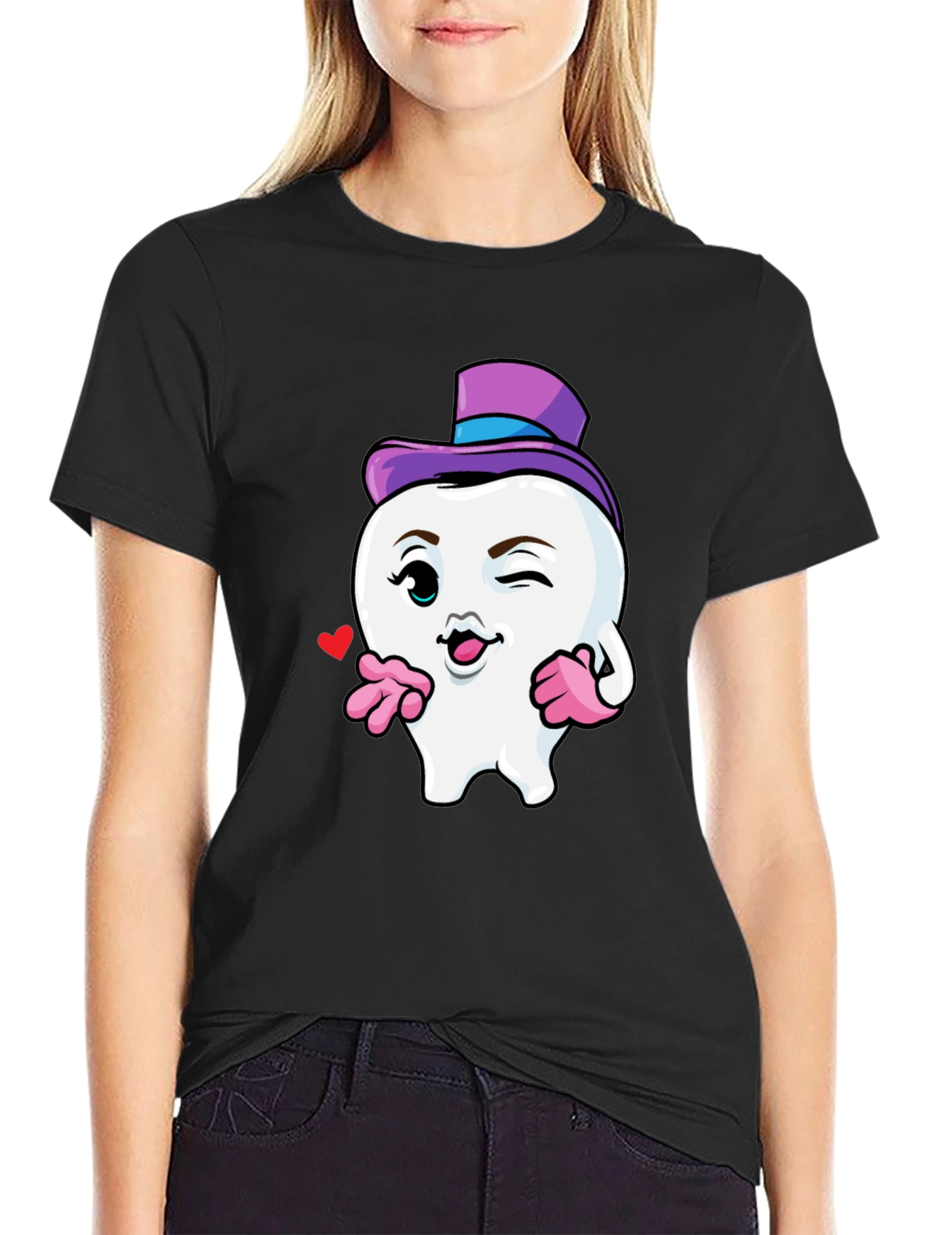 Whimsical Tooth Character Graphic Tee