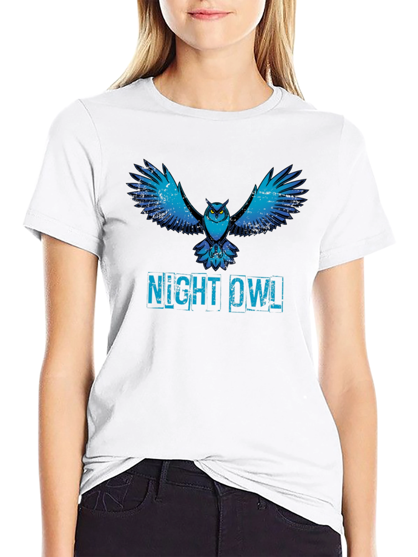 Night Owl Graphic Print T-Shirt - Black