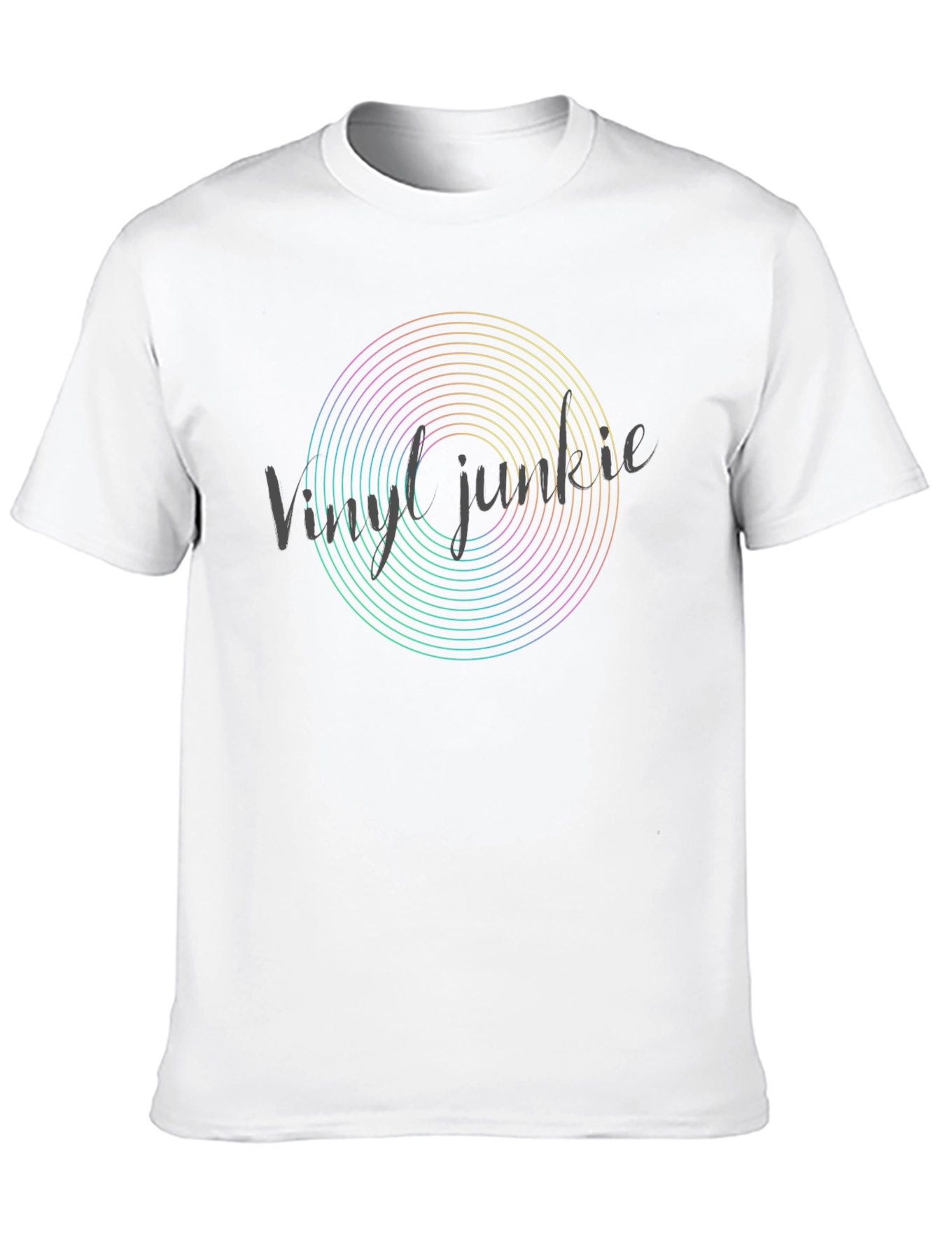 Vinyl Jumble Rainbow Circle Black T-Shirt