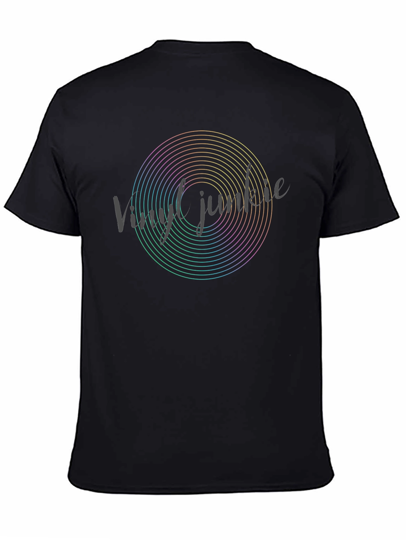 Vinyl Jumble Rainbow Circle Black T-Shirt