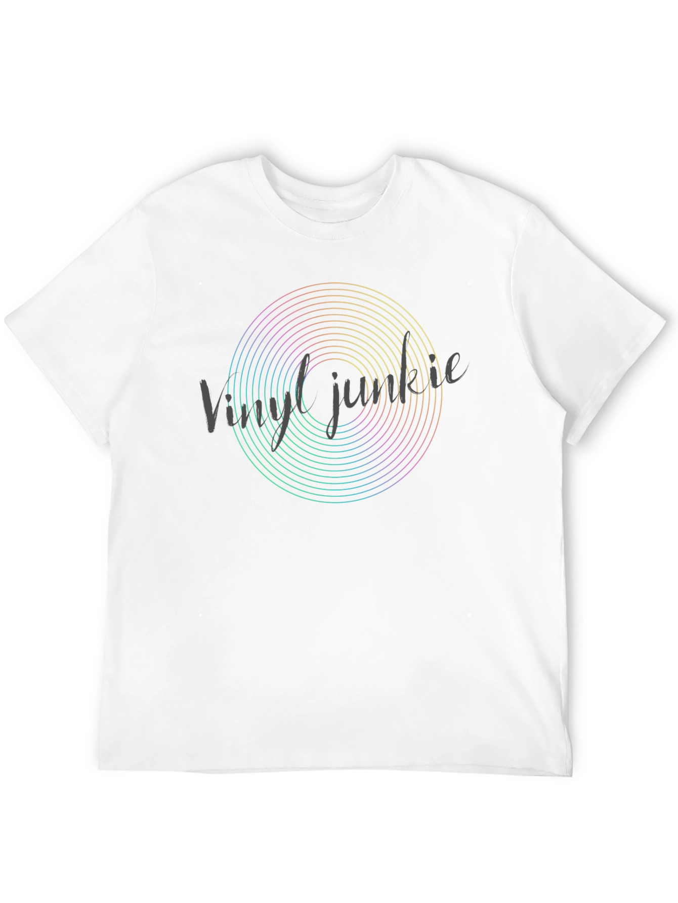 Vinyl Jumble Rainbow Circle Black T-Shirt