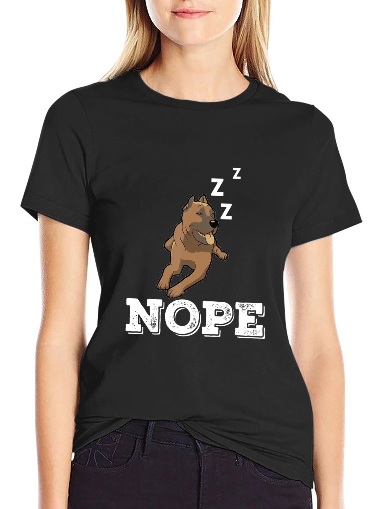 Nope Dog T-Shirt: Funny Sleepy Bulldog Tee