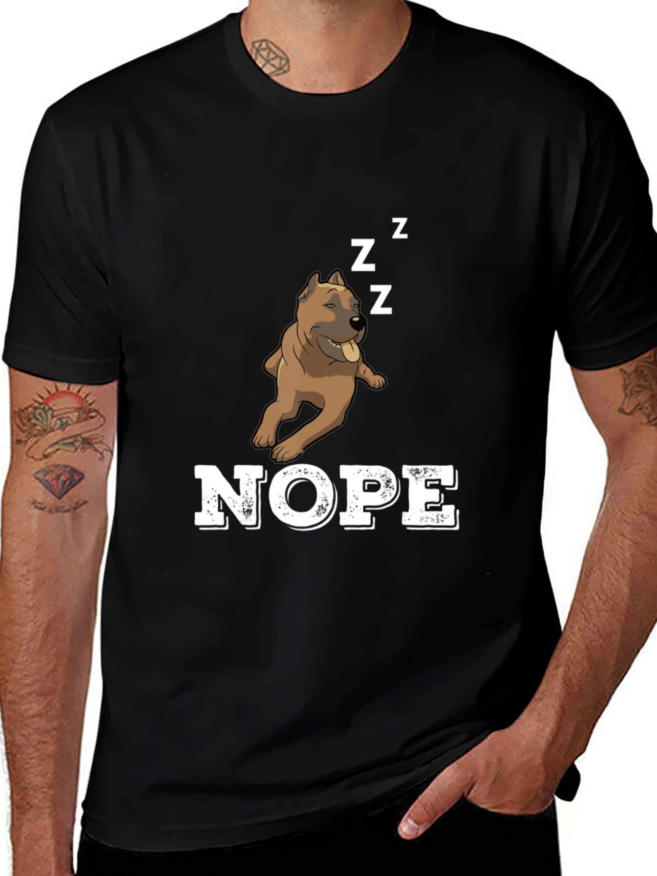 Nope Dog T-Shirt: Funny Sleepy Bulldog Tee