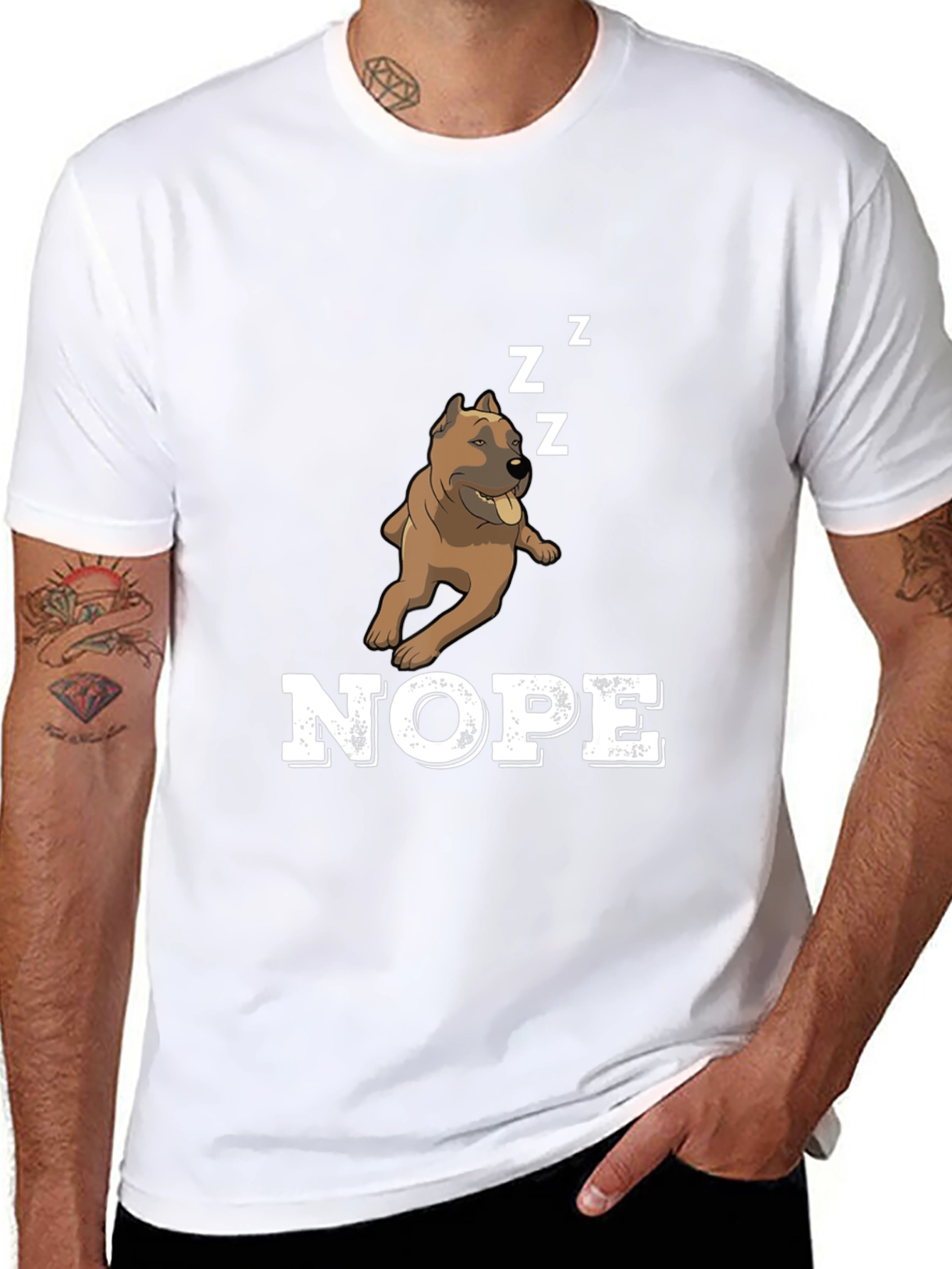 Nope Dog T-Shirt: Funny Sleepy Bulldog Tee