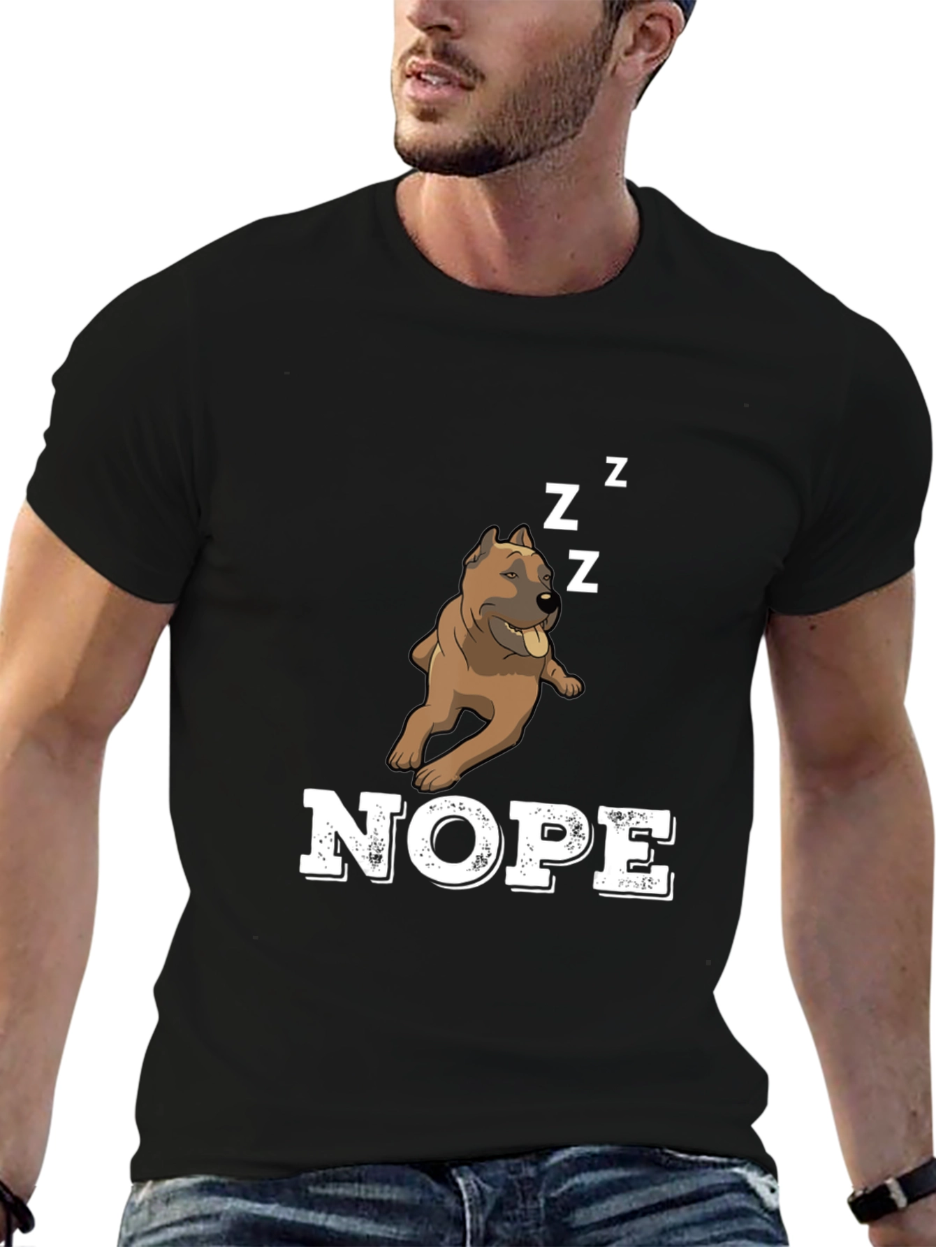 Nope Dog T-Shirt: Funny Sleepy Bulldog Tee