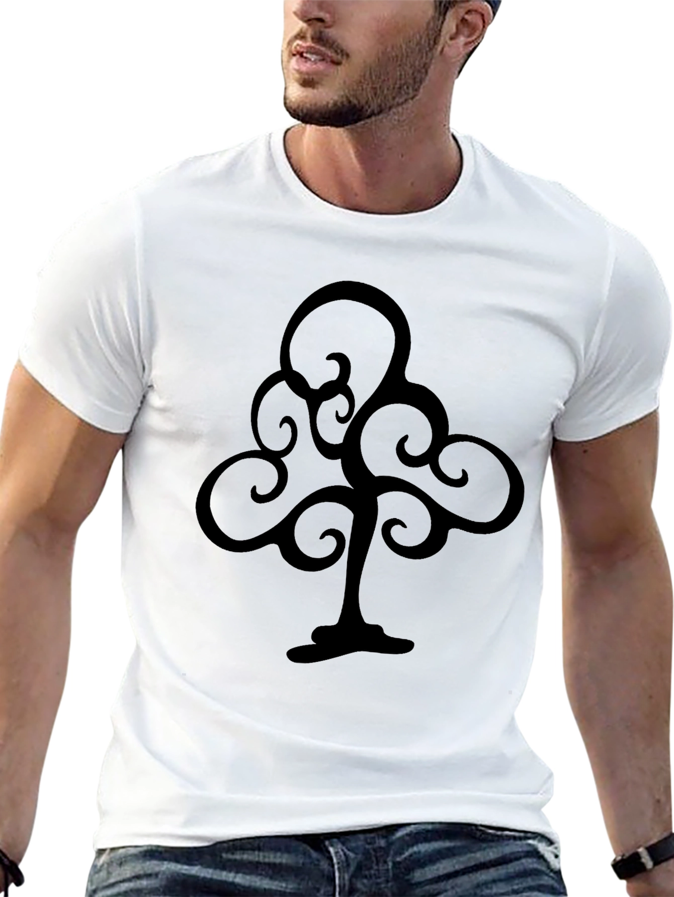 Abstract Tree Graphic Black T-Shirt