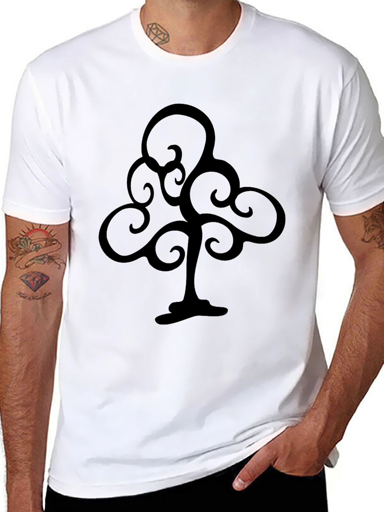 Abstract Tree Graphic Black T-Shirt