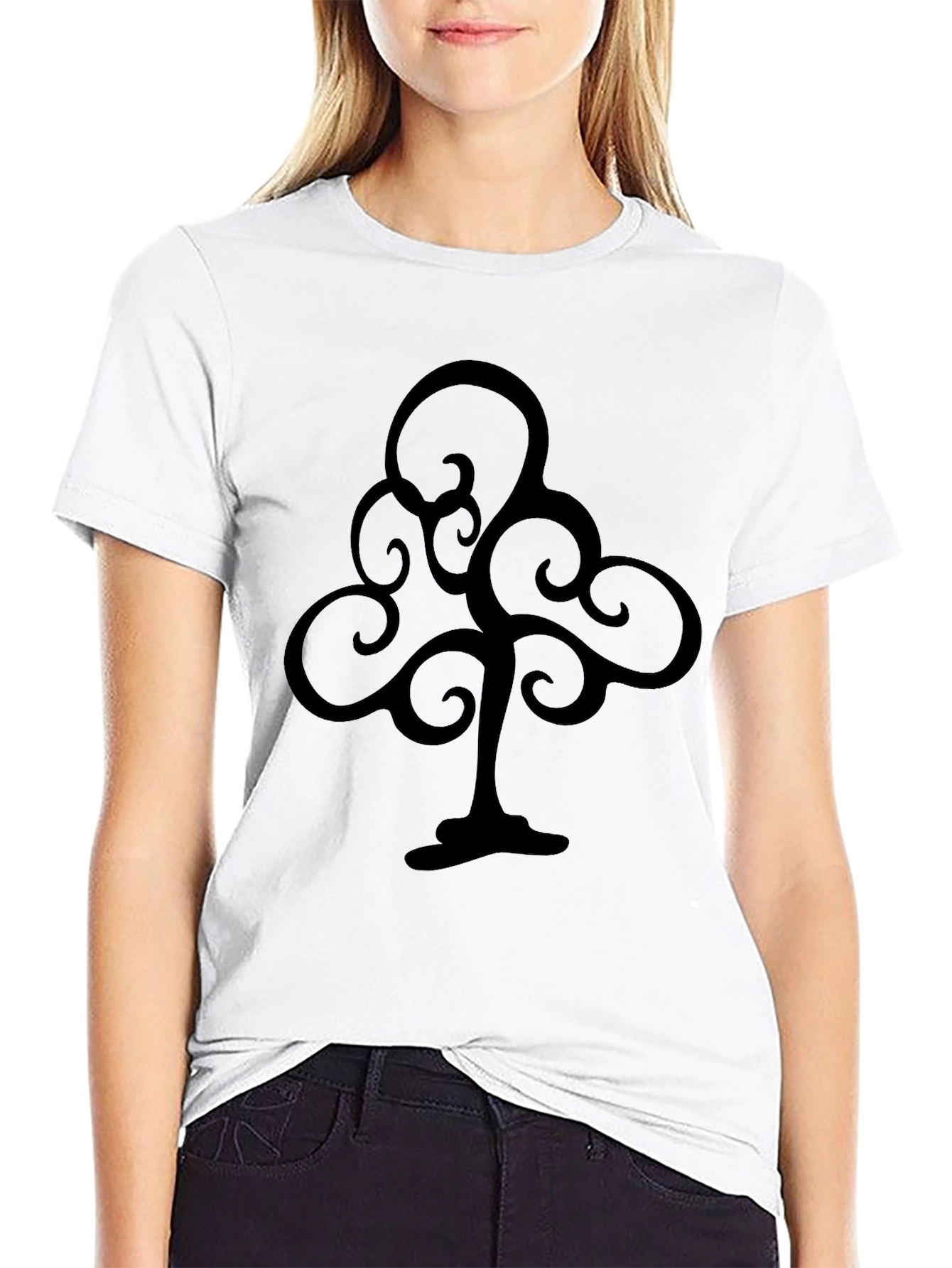 Abstract Tree Graphic Black T-Shirt