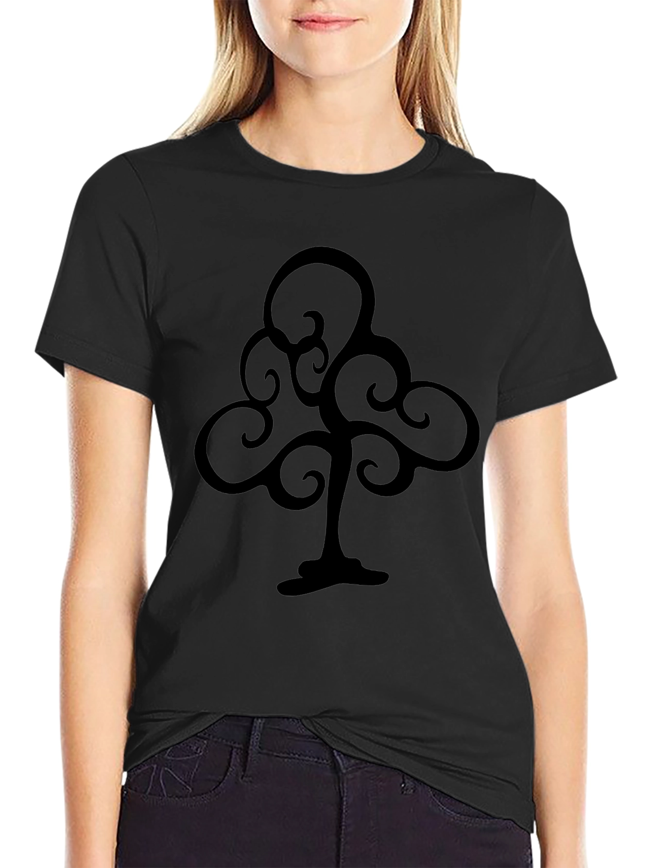 Abstract Tree Graphic Black T-Shirt