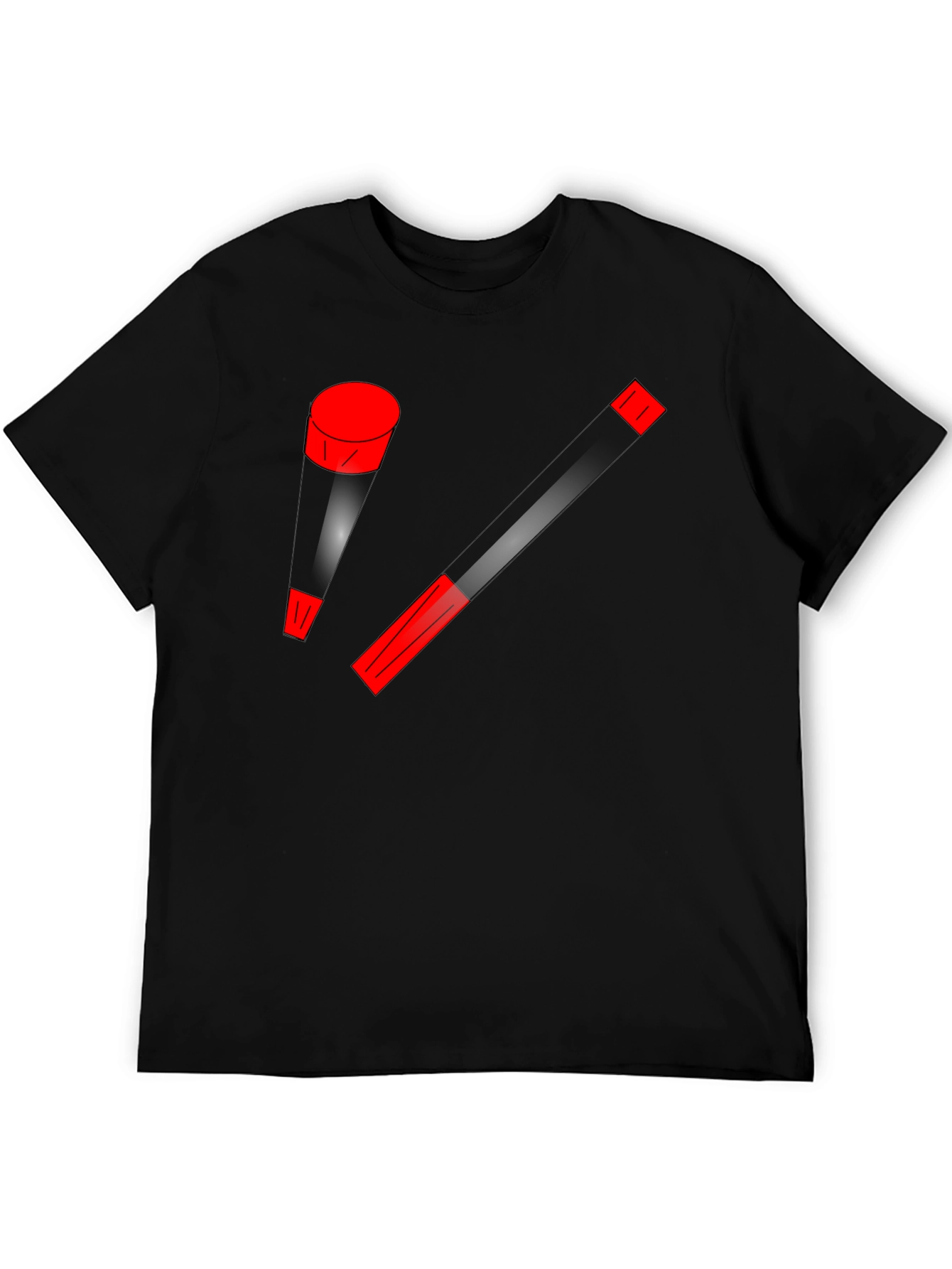 Modern Art Black T-Shirt with Red Accents
