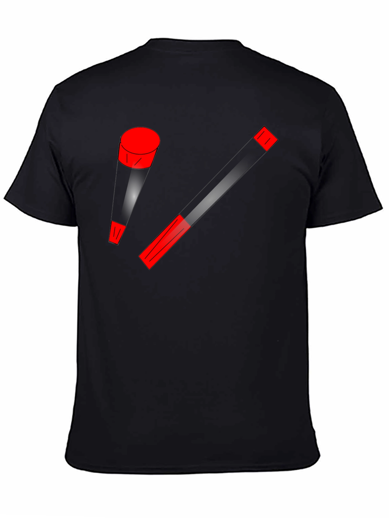 Modern Art Black T-Shirt with Red Accents