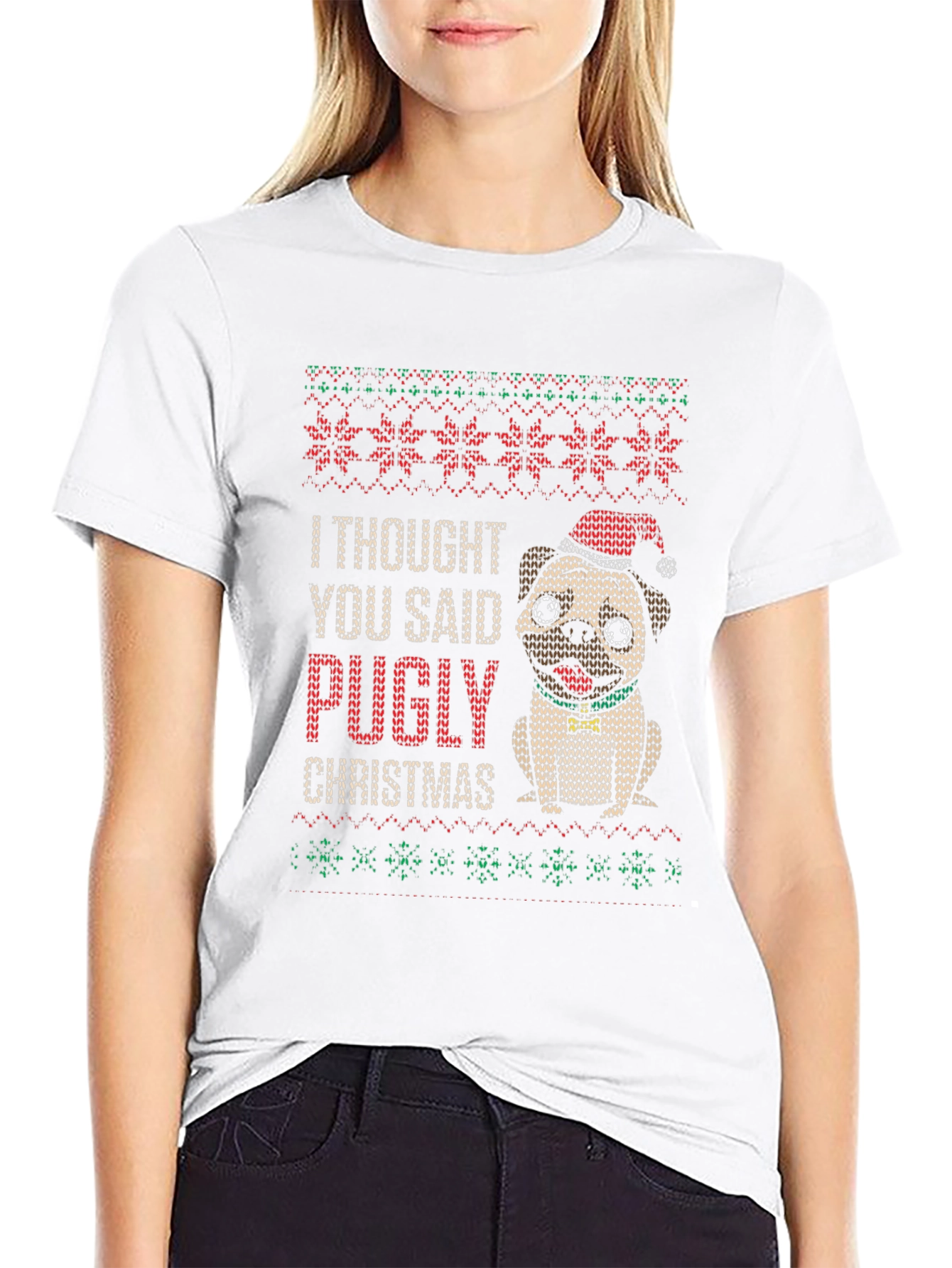 Pugly Christmas T-Shirt Ugly Sweater Style