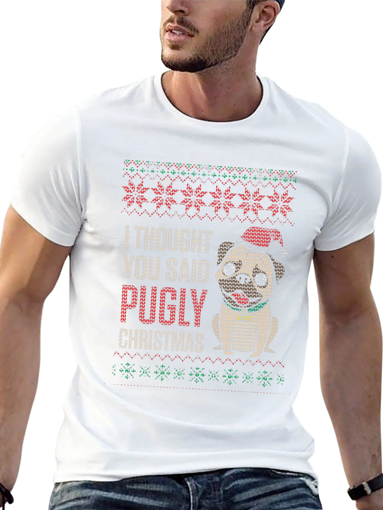 Pugly Christmas T-Shirt Ugly Sweater Style
