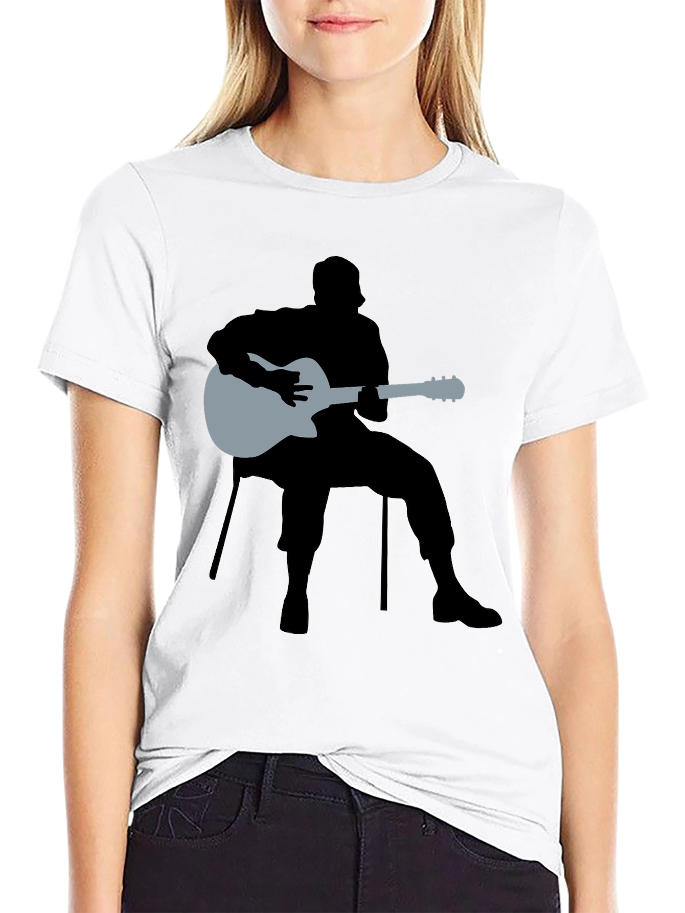 Guitar Man Graphic Tee - Black Cotton Shirt