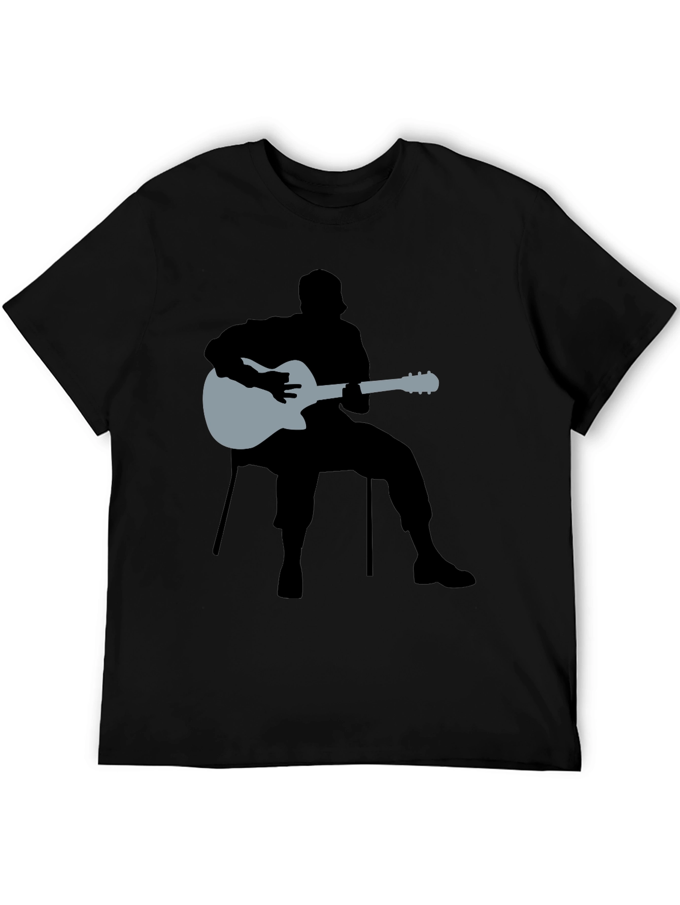 Guitar Man Graphic Tee - Black Cotton Shirt