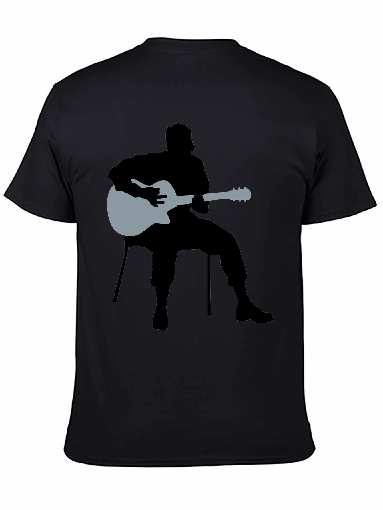 Guitar Man Graphic Tee - Black Cotton Shirt