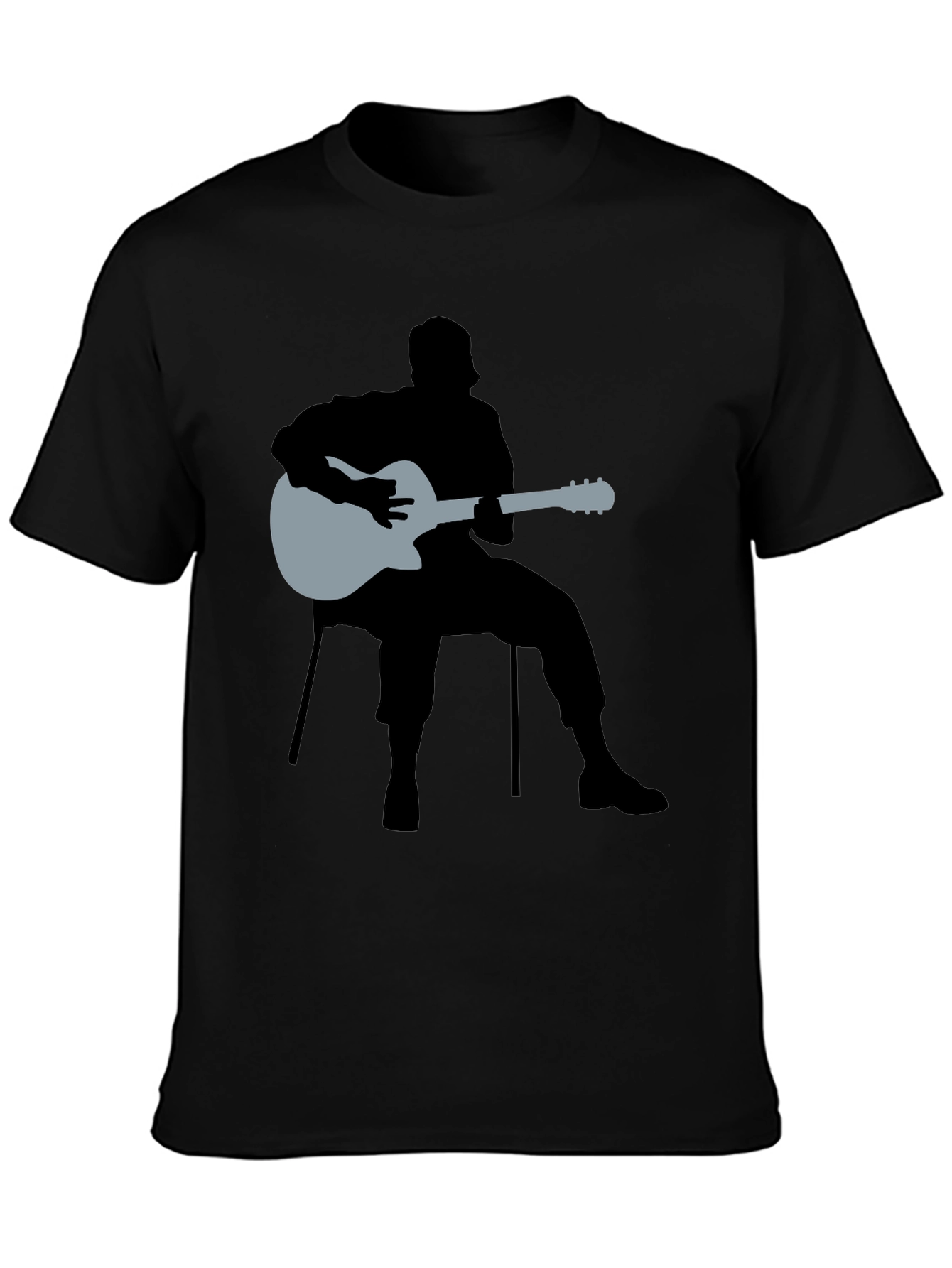 Guitar Man Graphic Tee - Black Cotton Shirt