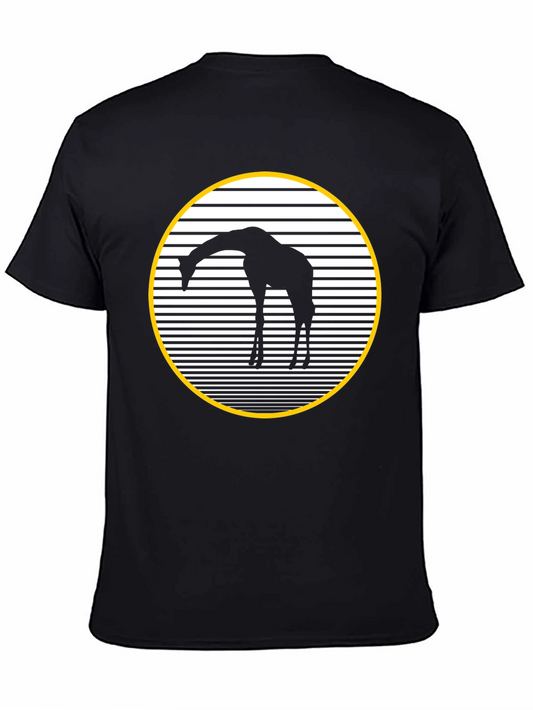 Giraffe Silhouette Graphic Tee - Black Crew Neck Shirt
