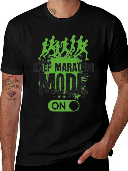 Half Marathon Mode On Black T-Shirt